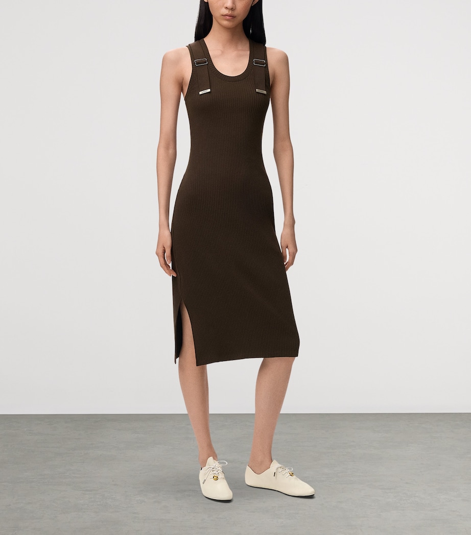 LOEWE Womens Strap-Detail Midi Dress Brown Image 2