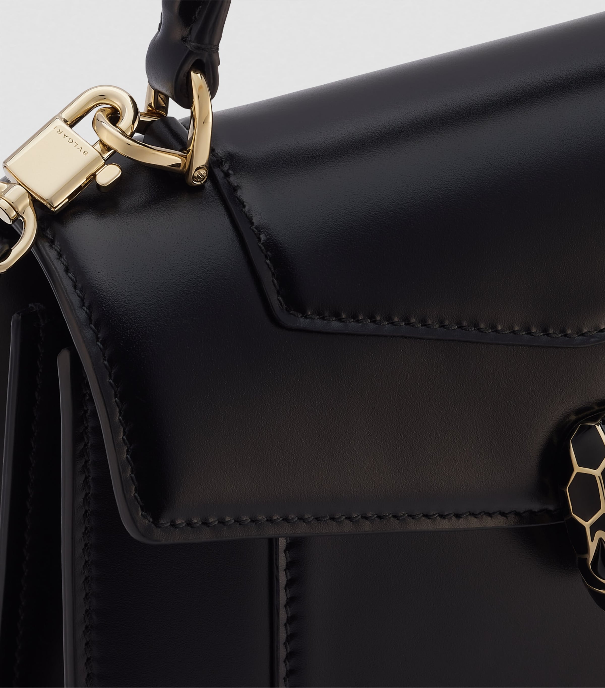 Leather Serpenti Forever Top-Handle Bag BLACK Image 5