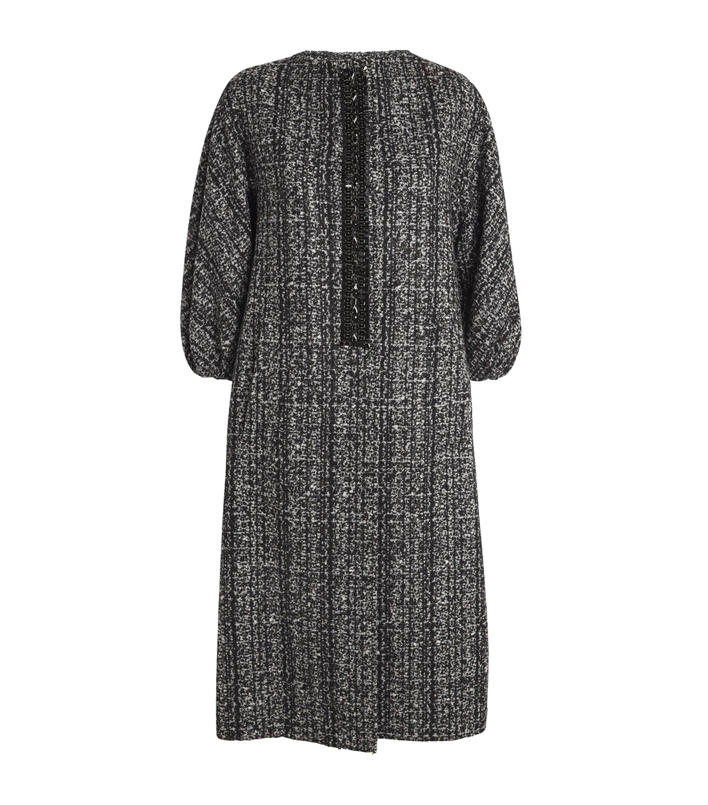 Max Mara Embroidered Wool Blend Coat With Jewel Embellishments In Black