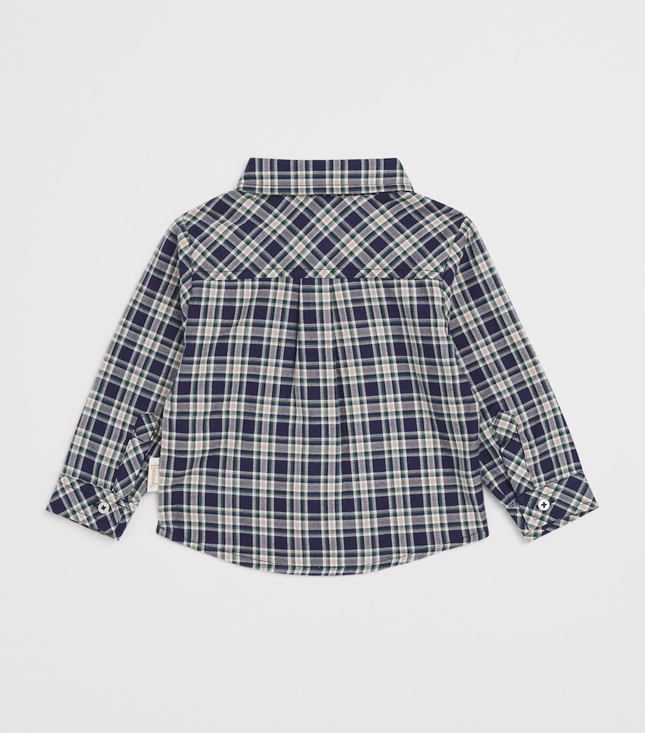 Harrods Cotton Check Shirt (0-18 Months) Navy Image 2