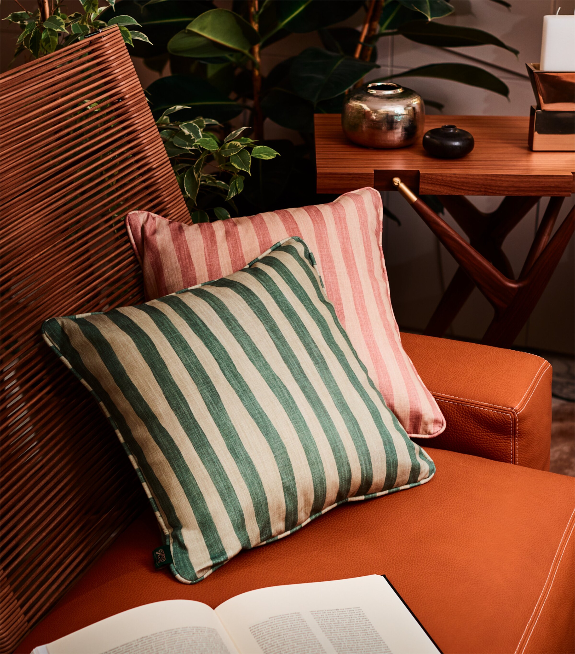 Cotton-Linen Artist's Stripe Cushion (40cm x 40cm) OPAL Image 2