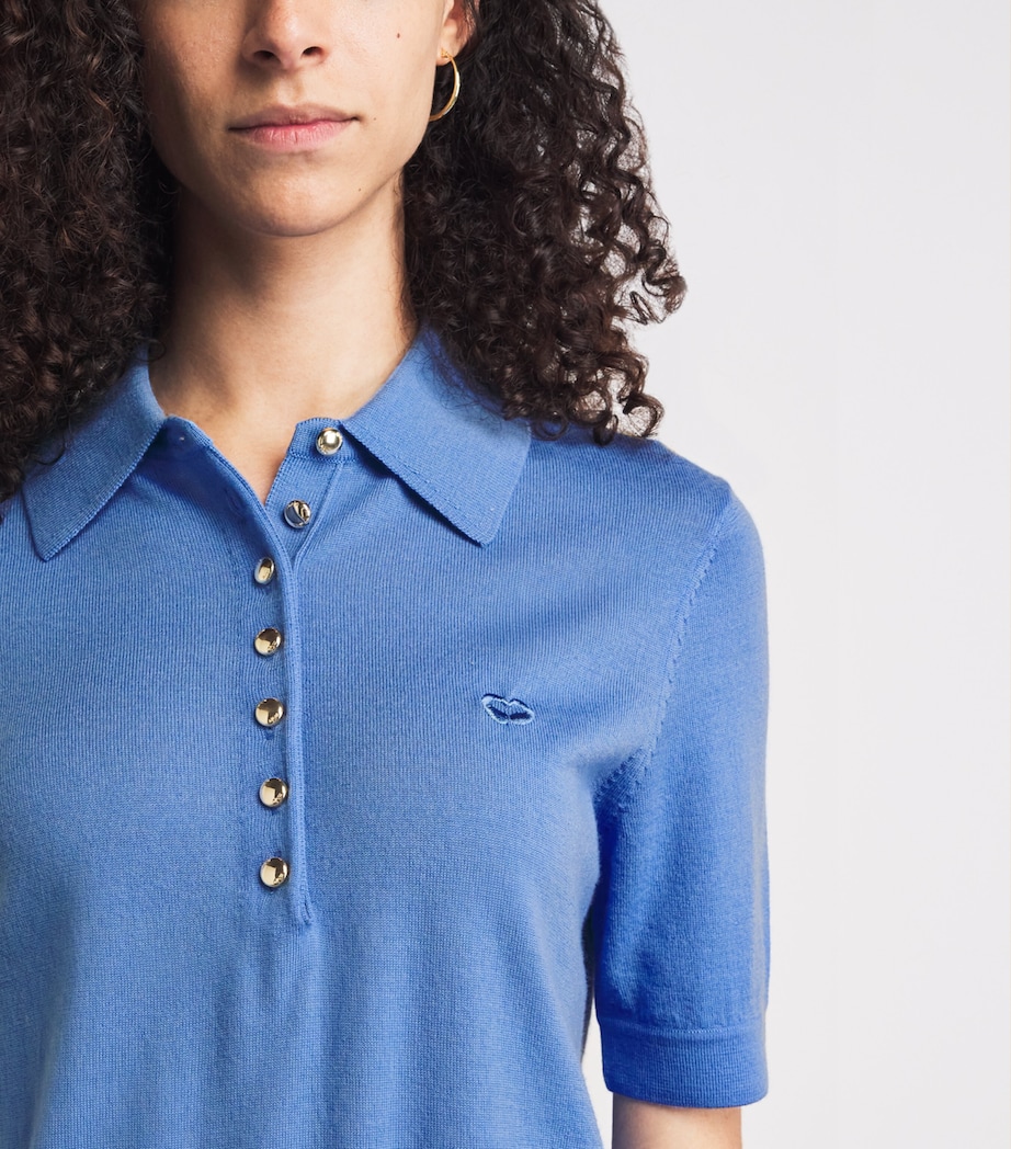 Maje Womens Wool Polo Sweater Blue Image 3