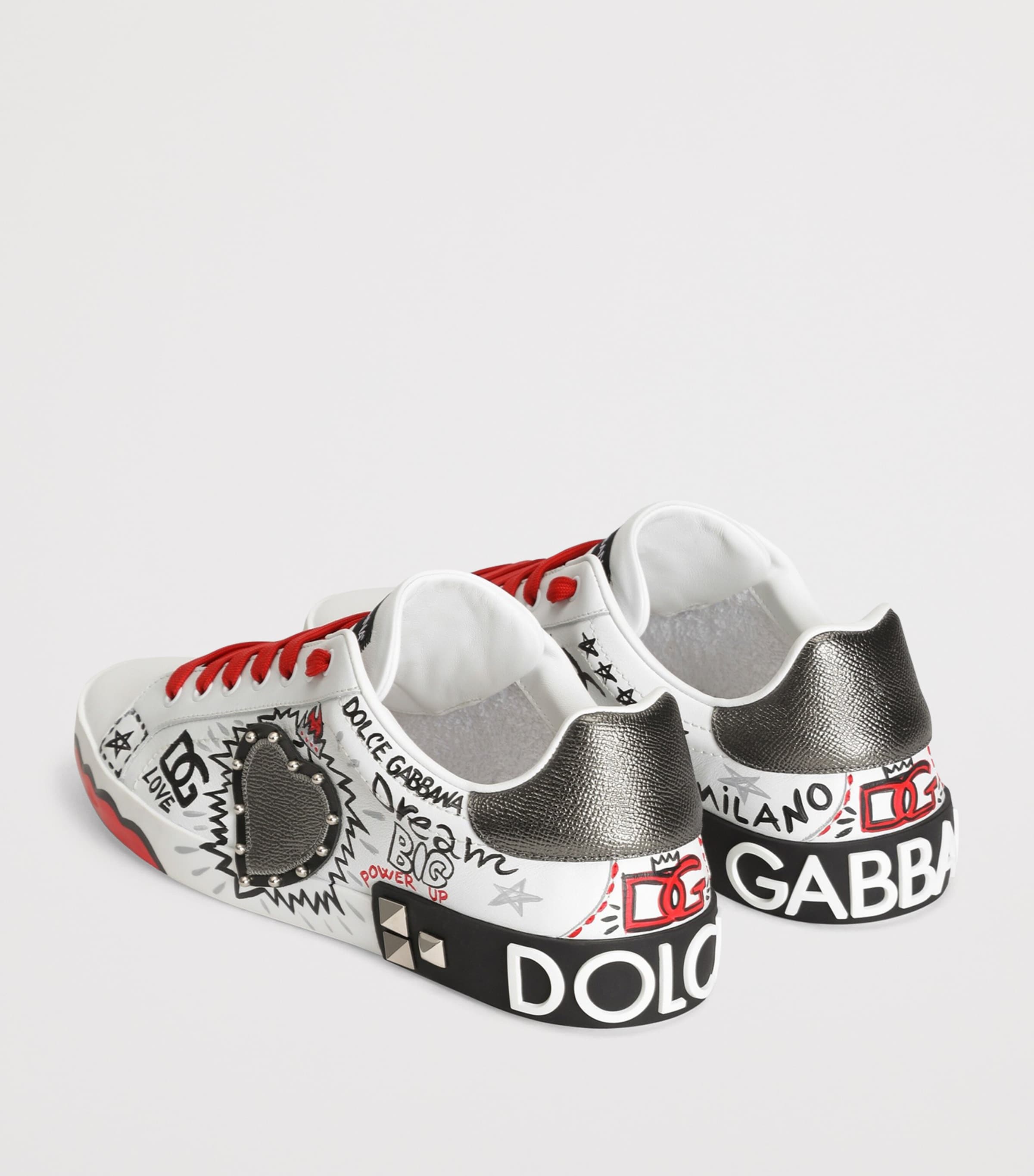Dolce&Gabbana Leather Graffiti Low-Top Sneakers Scritte Corona Image 3