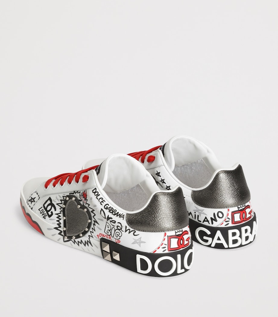 Dolce&Gabbana Leather Graffiti Low-Top Sneakers Scritte Corona Image 3