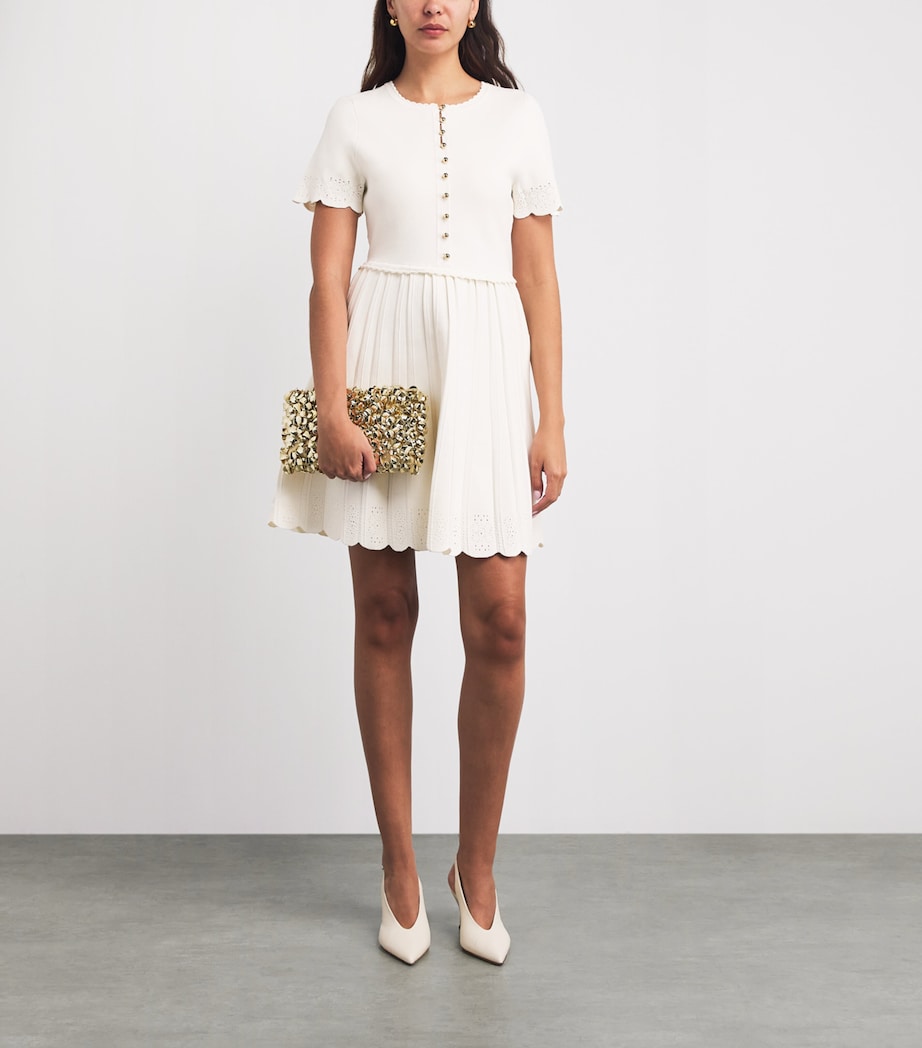 Sandro Paris Womens Knitted Pointelle Mini Dress Ecru Image 2