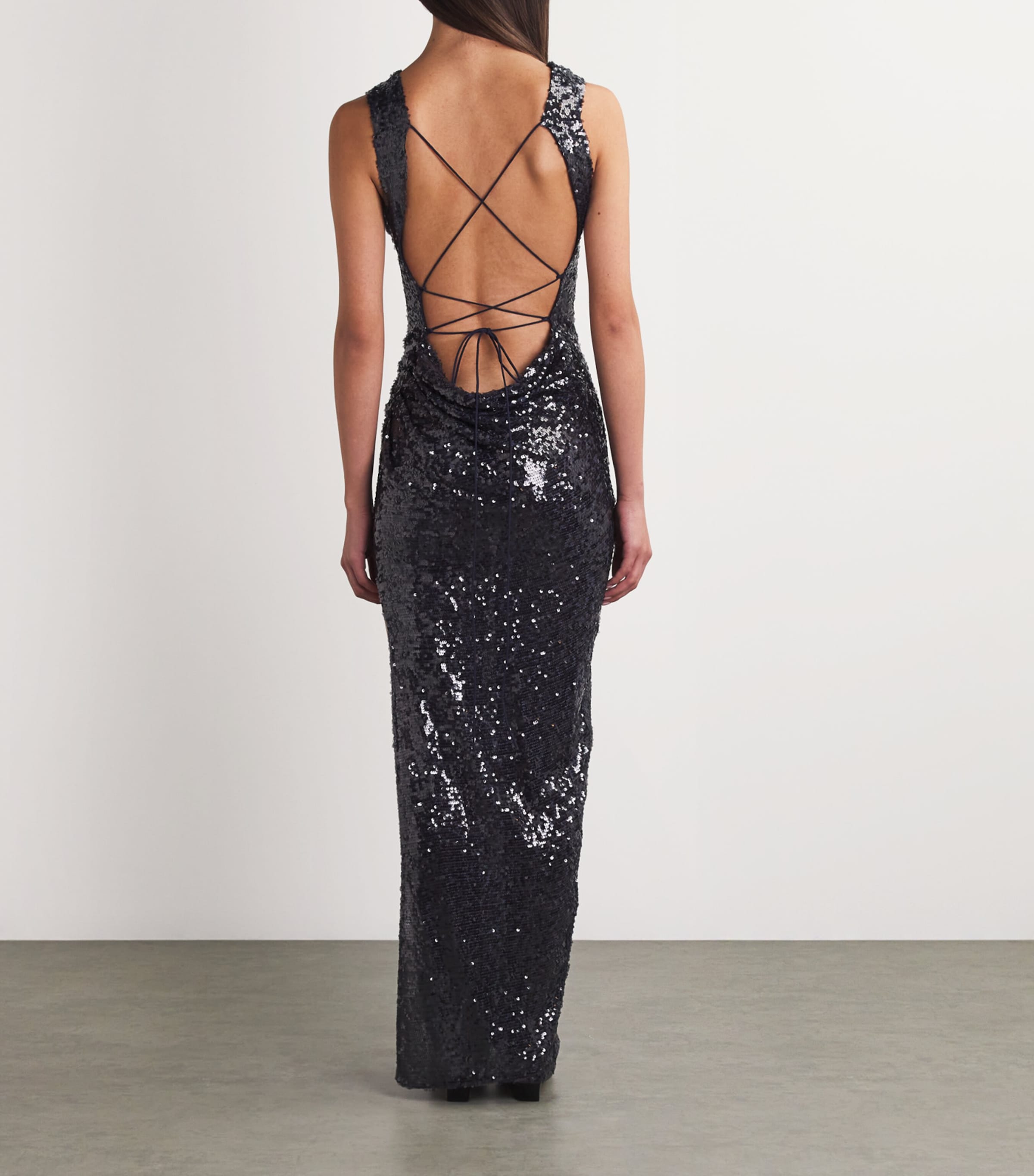 Sequinned Cowl-Neck Gown 418 MARINE Image 3