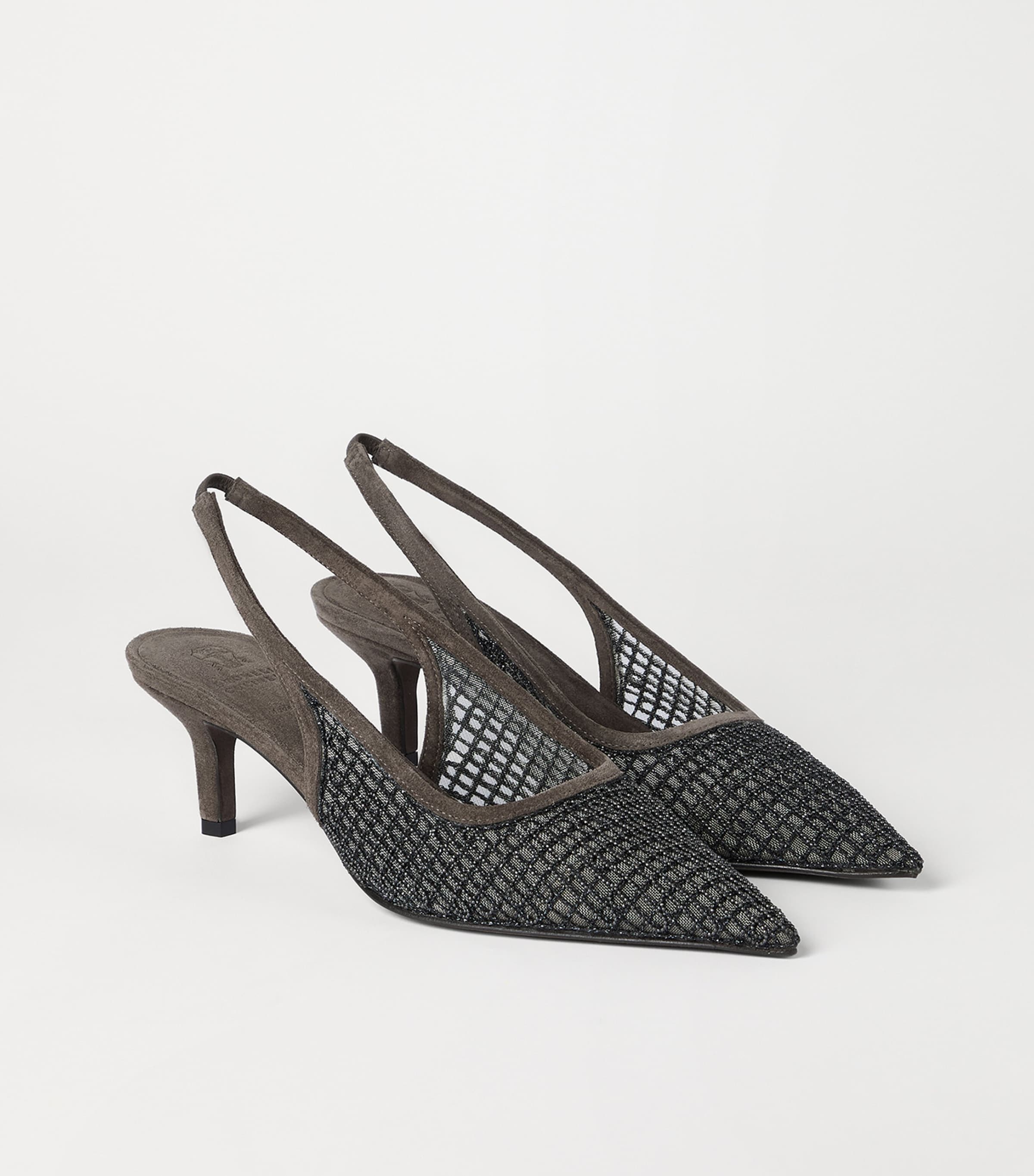 Brunello Cucinelli Suede Monili-Embroidered Slingback Pumps 55 Image 4