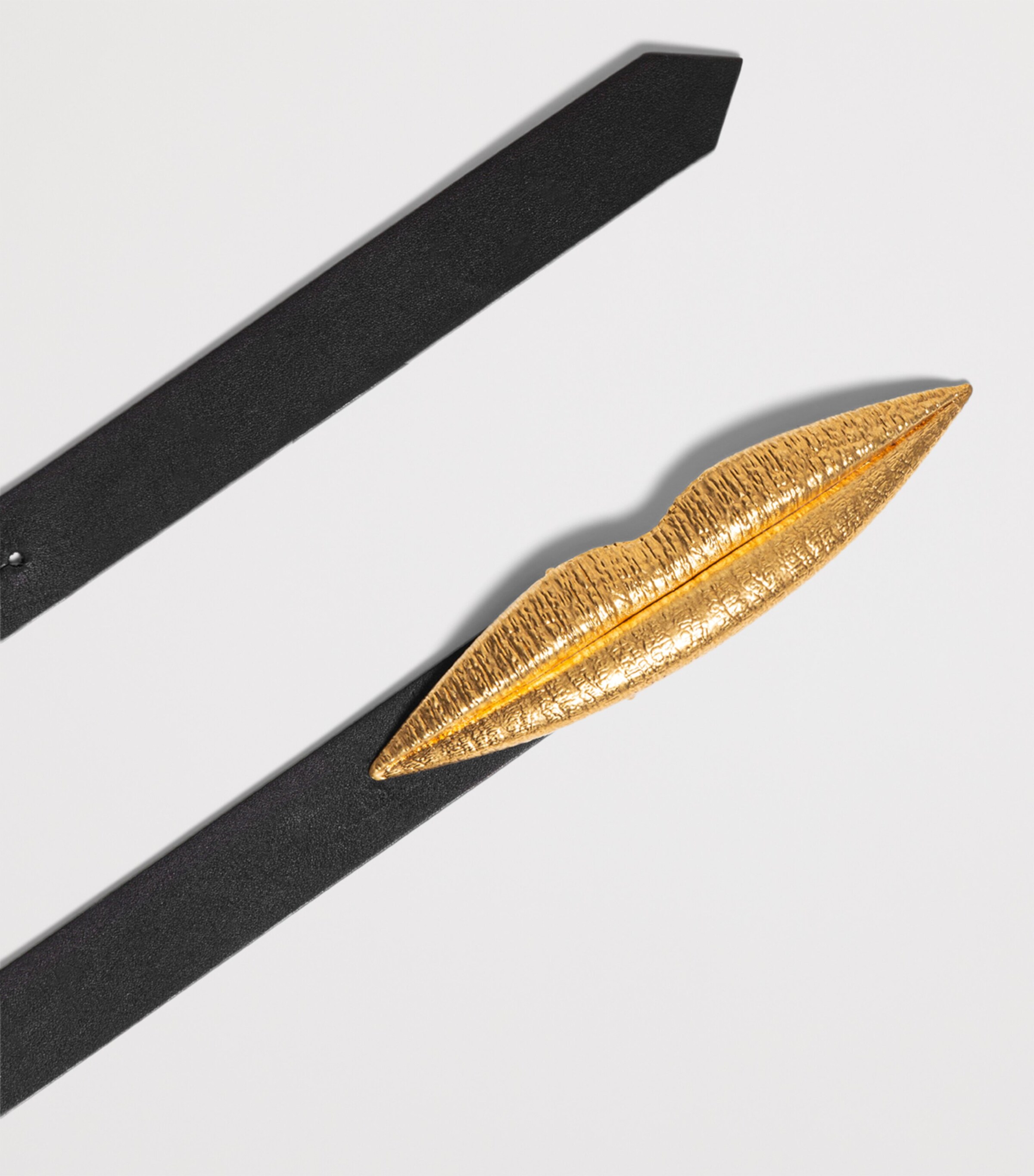 Calf Leather Mouth-Detail Belt 999BLACK Image 3