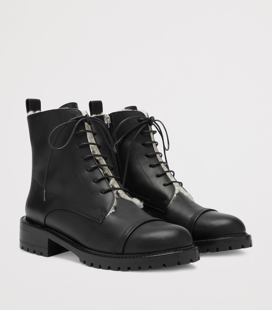 Leather-Shearling Miller Ankle Boots BLACK Image 3