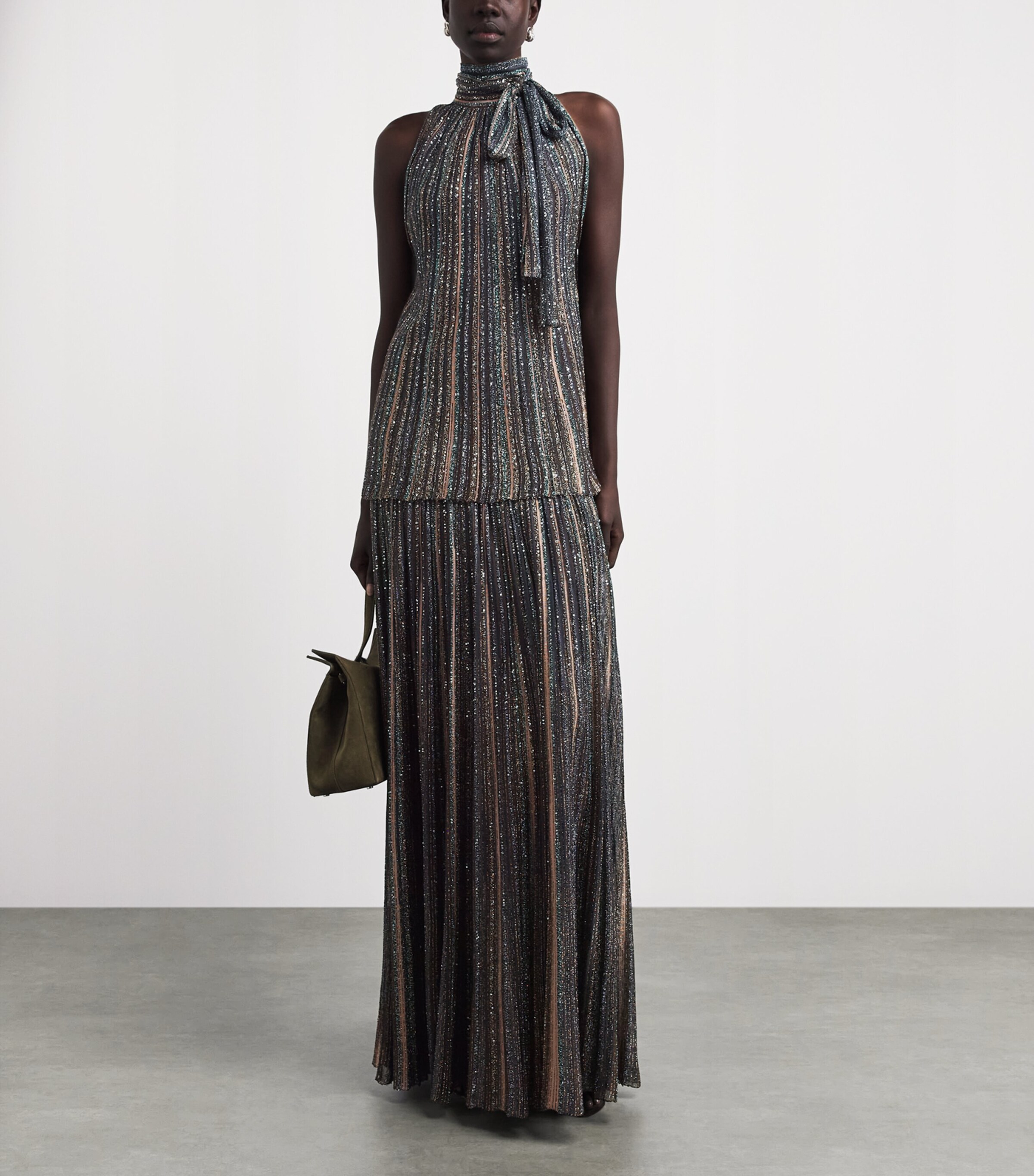 Missoni Womens Sequin-Embellished Halterneck Top Drk Brown Tone Image 2