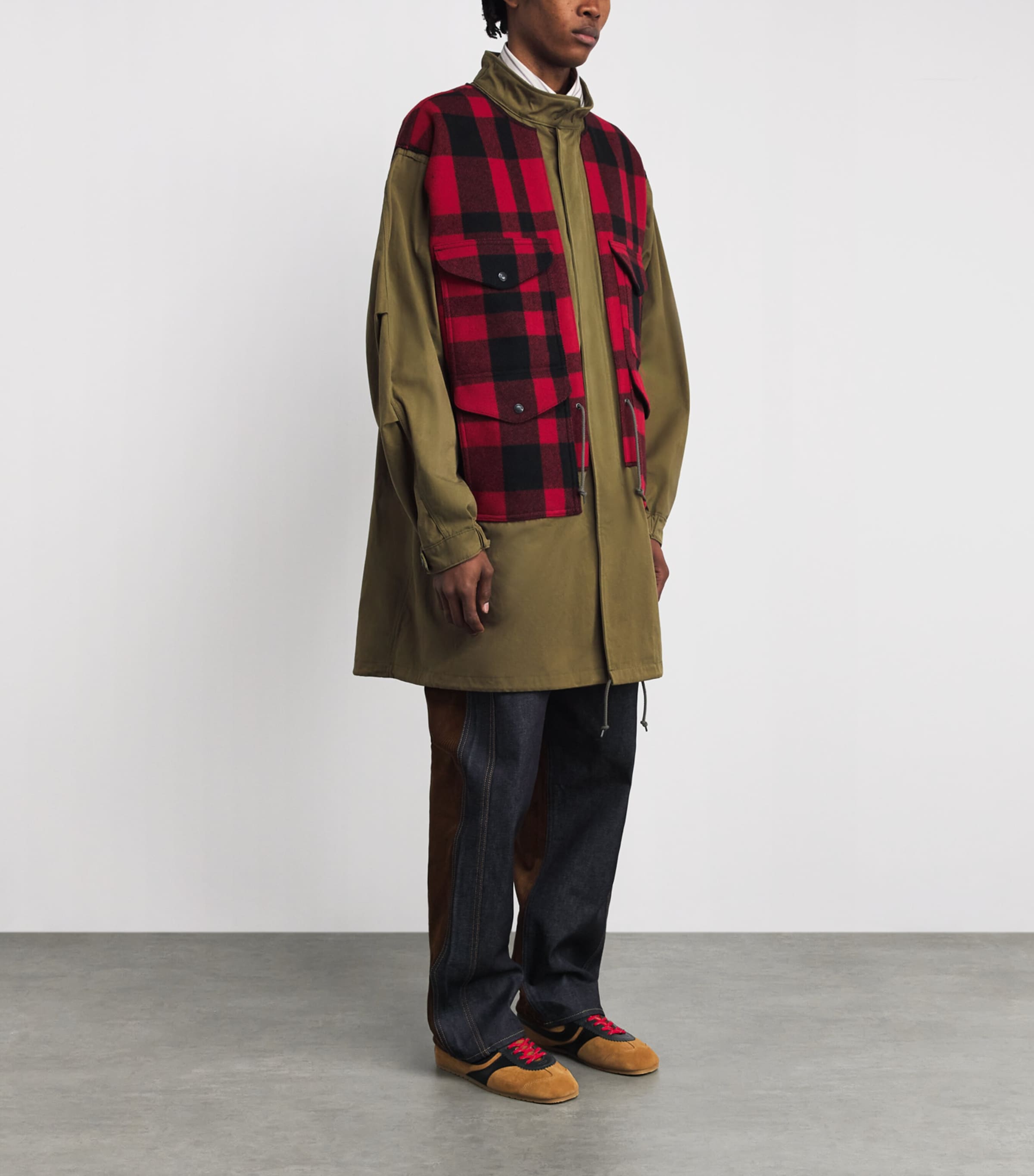 x Filson Cotton Tartan Parka Jacket KHAKI X RED/BLK Image 3