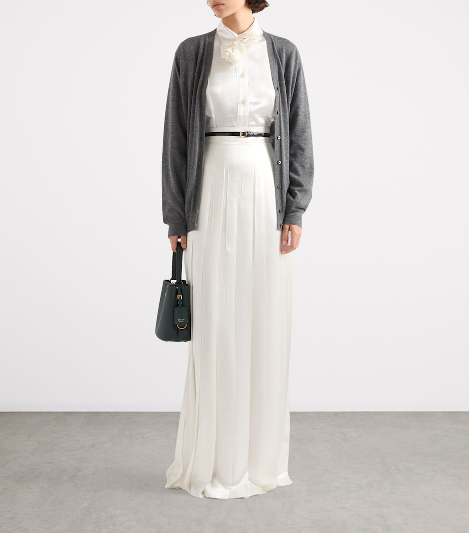 Satin Pleated Maxi Skirt F0009 Image 2