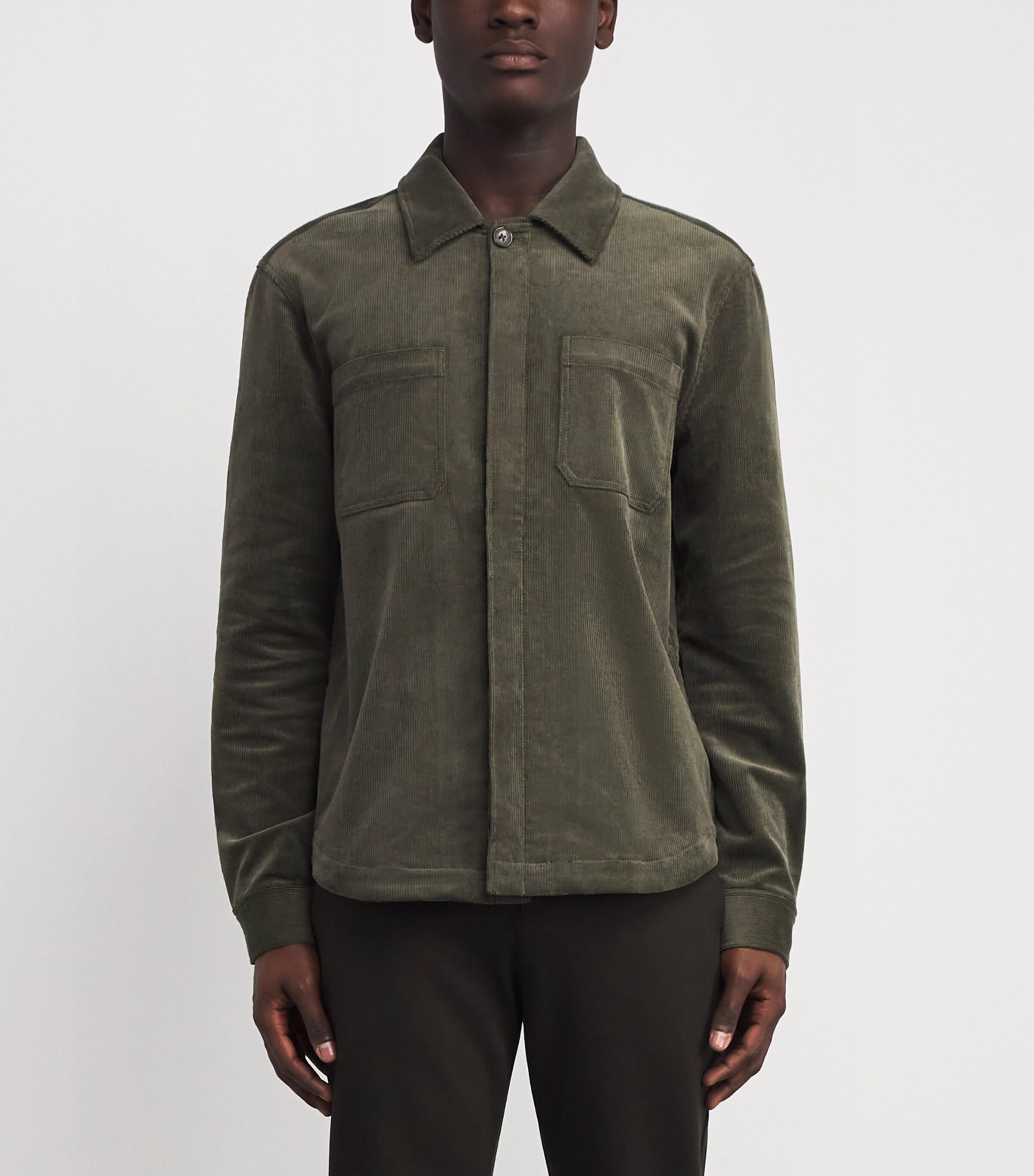 Corduroy Patch-Pocket Shirt Jacket OLIVE BRANCH Image 3