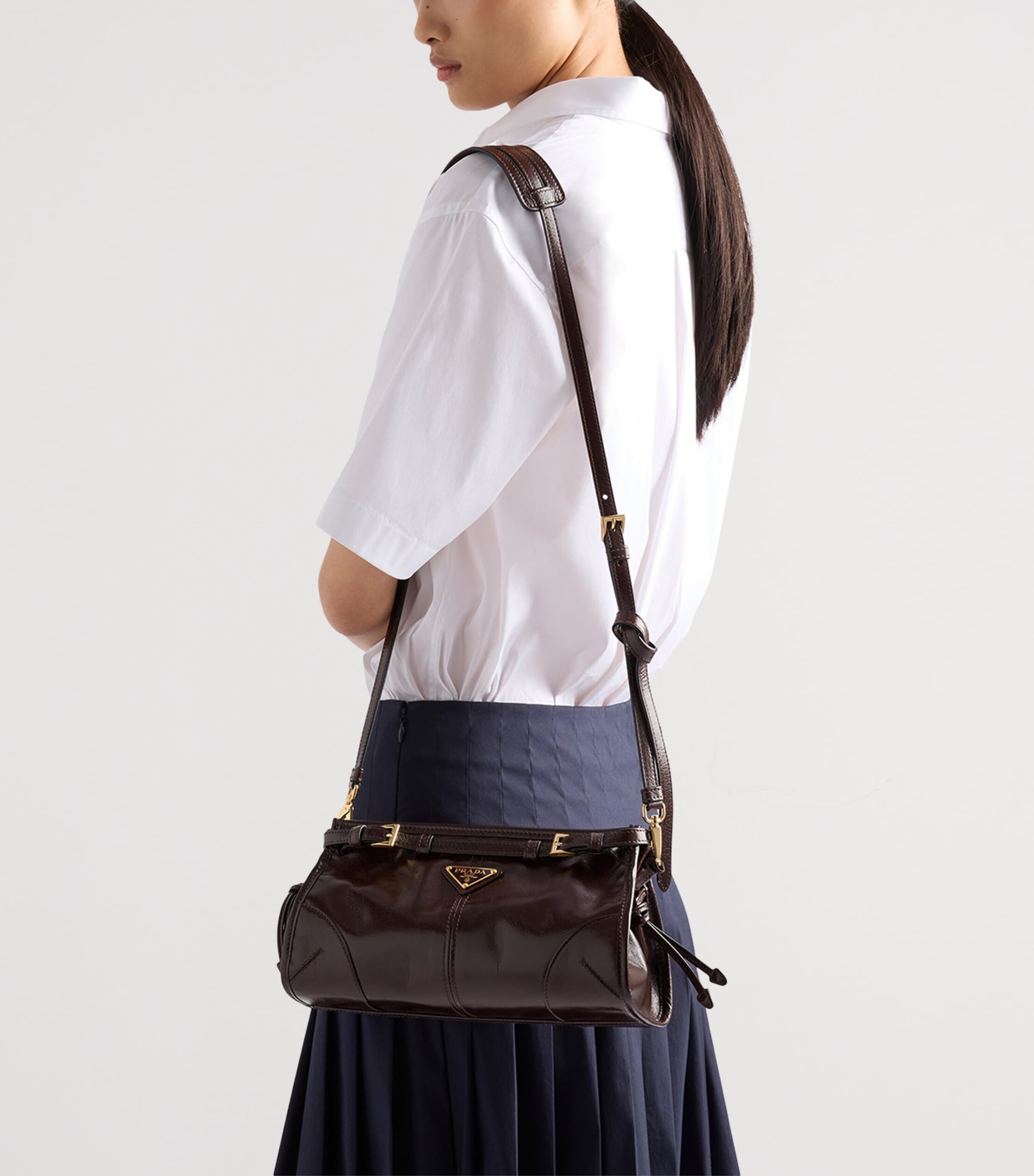 Prada Small Leather Bonnie Shoulder Bag | Harrods UK
