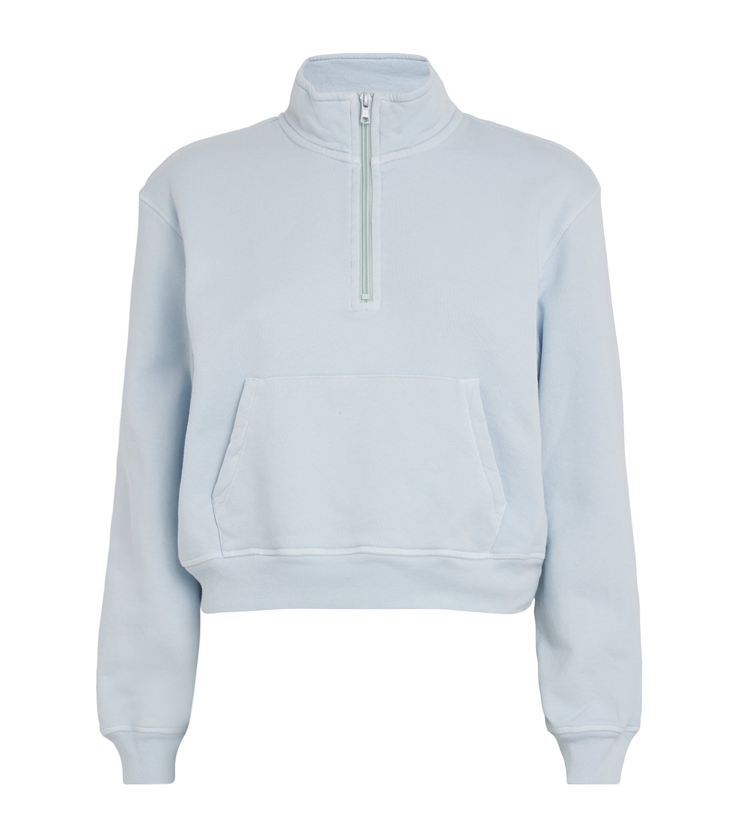 Shop Skims Cropped Half-zip Sweatshirt In Blue