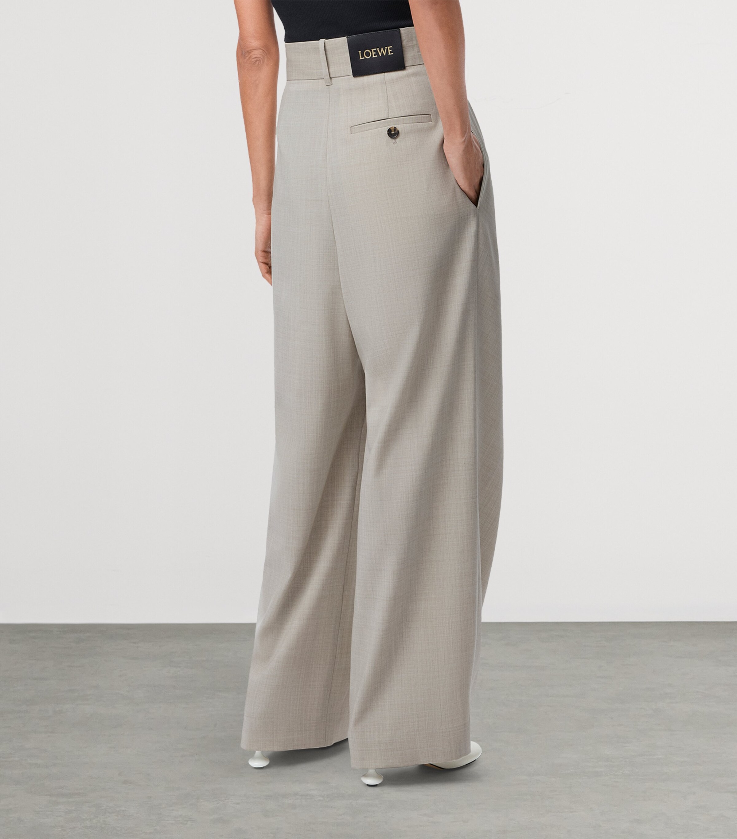 Wool Wrap Wide-Leg Trousers LIGHT BEIGE MELANGE Image 4