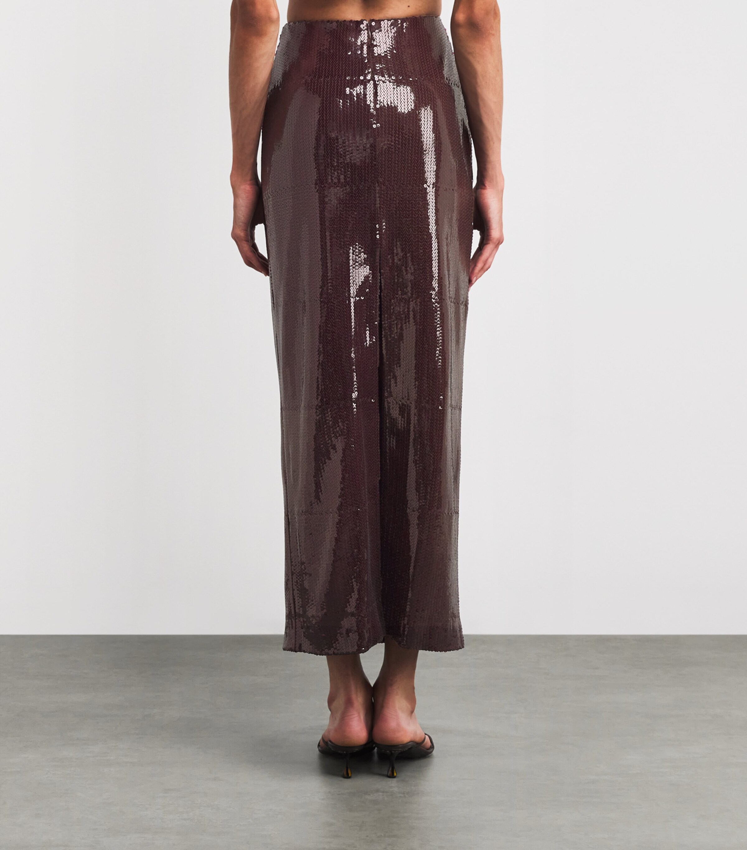 Blazé Milano Womens Sequinned Sussex Maxi Skirt Wine Image 4