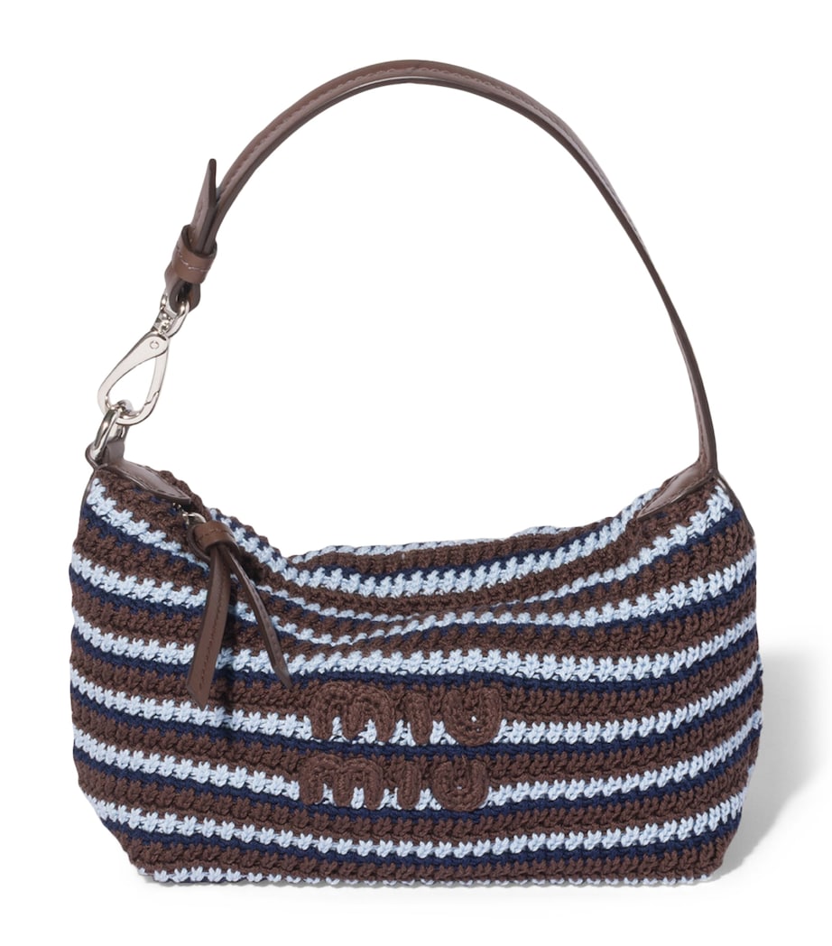 Miu Miu Crochet Stripe Shoulder Bag Brown Image 1
