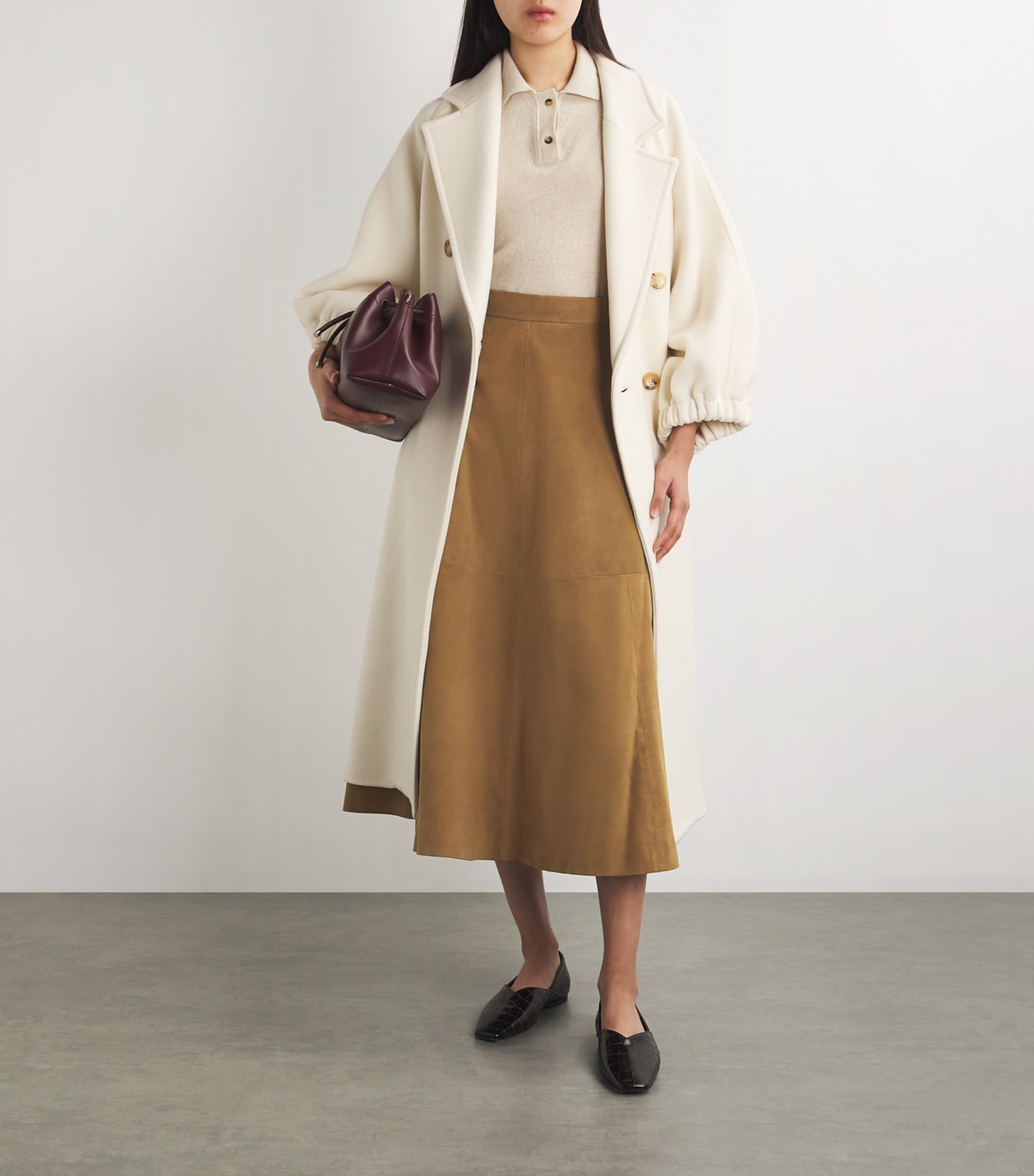Róhe Suede A-Line Midi Skirt | Harrods US