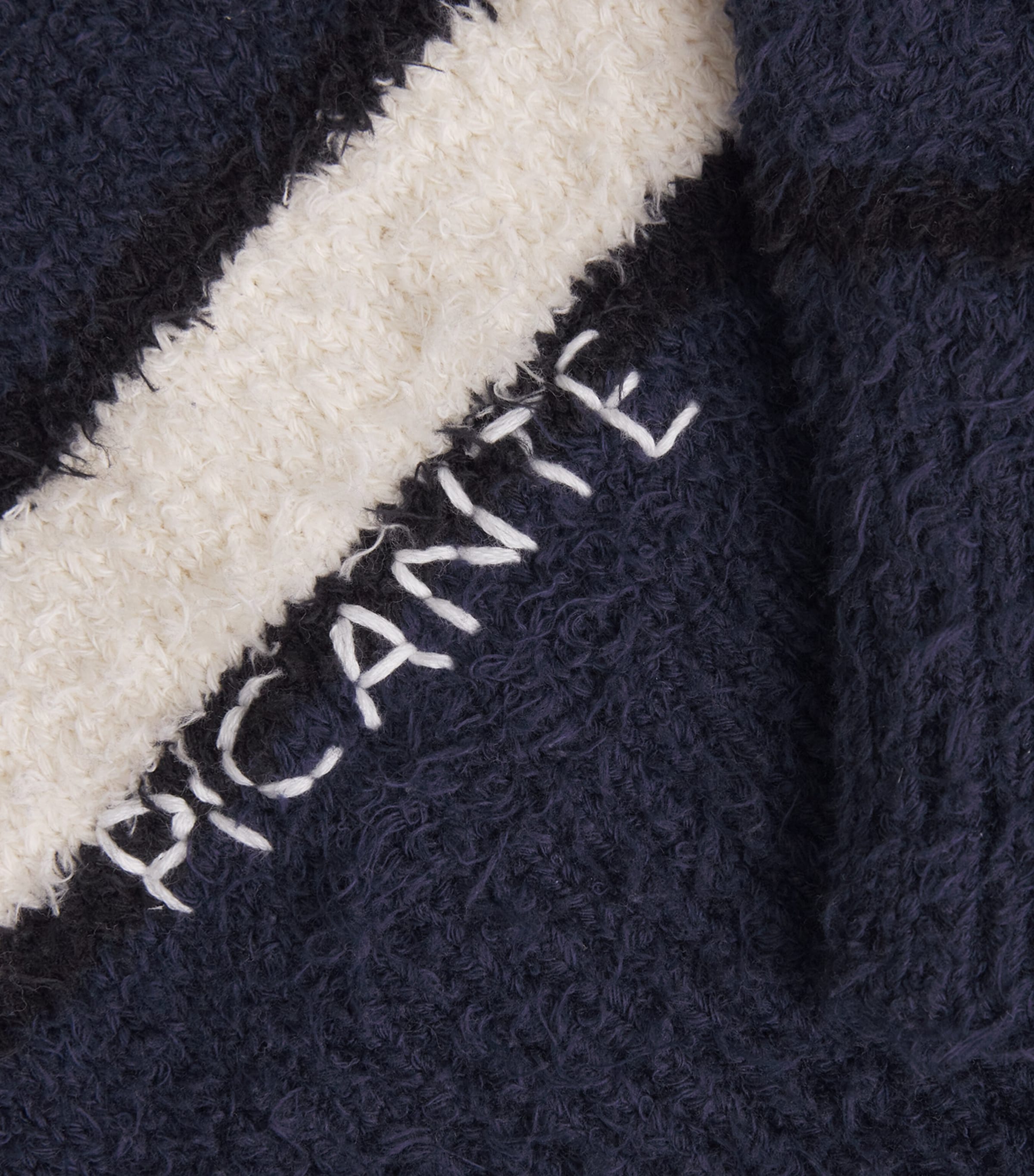 PICANTE Mens Cotton-Blend Shaggy Stripe Sweater Navy Stripe Image 6