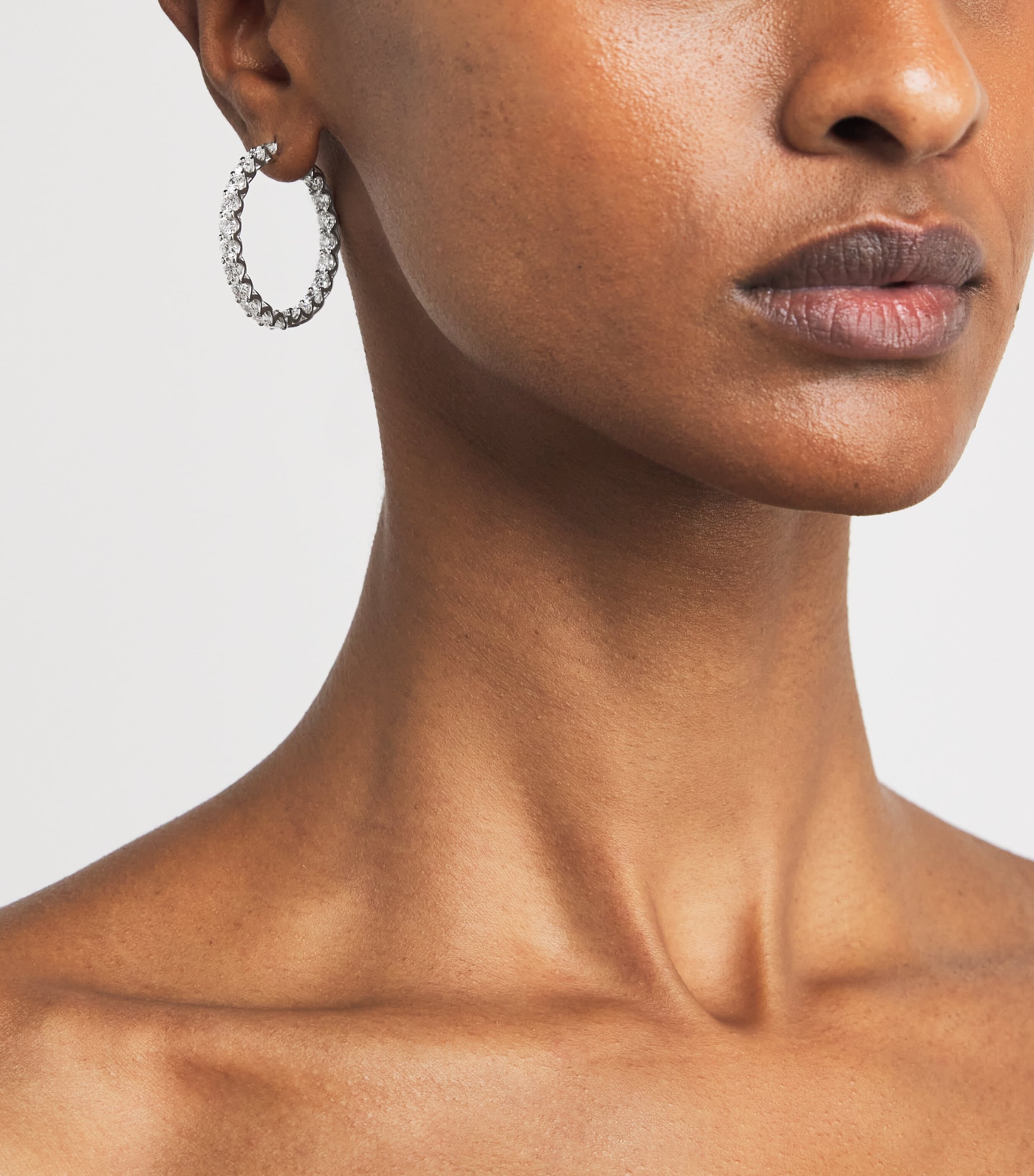 White Gold and Diamond Hoop Earrings (8.40ctw) WHITE GOLD Image 2