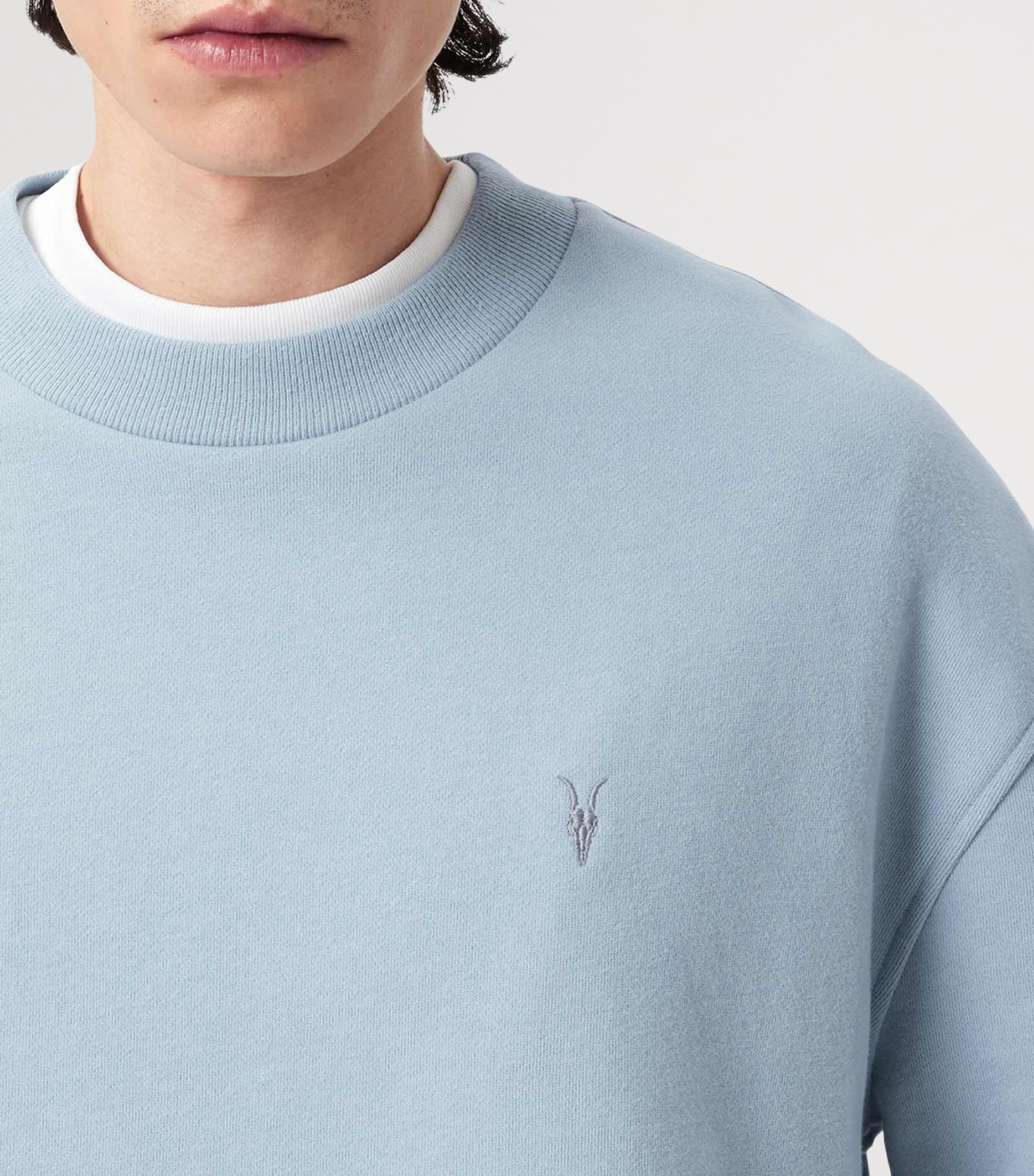 AllSaints Mens Organic Cotton Asher Sweatshirt Misty Blue Image 5