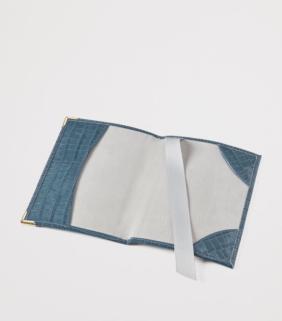 Leather Croc-Embossed Passport Cover PEACOCK Image 3