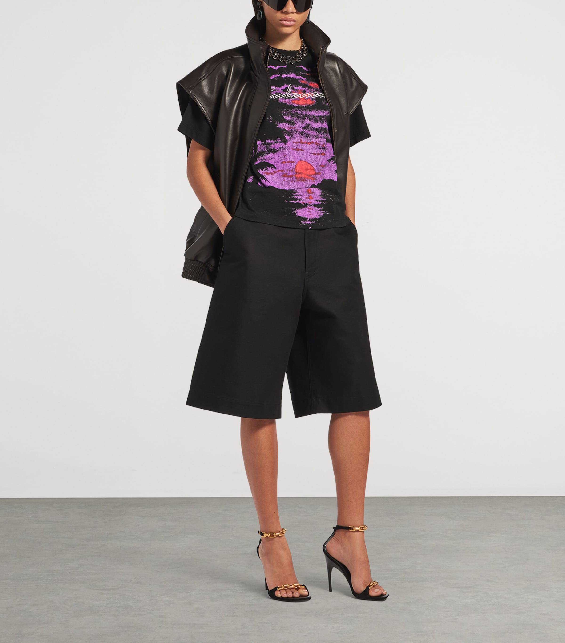 Balenciaga Womens Distressed Cotton Sunset T-Shirt Image 2