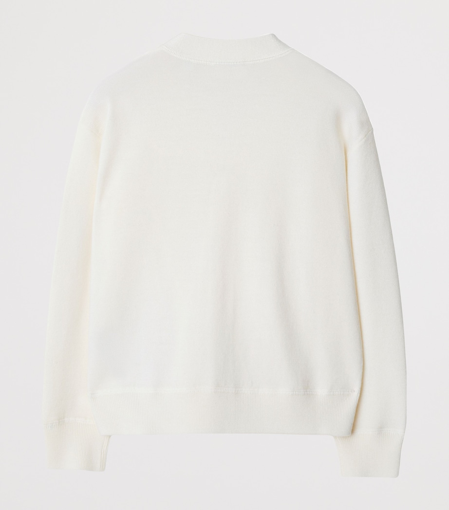 Wool Check-Label Cardigan (3-12 Years) IVORY Image 2