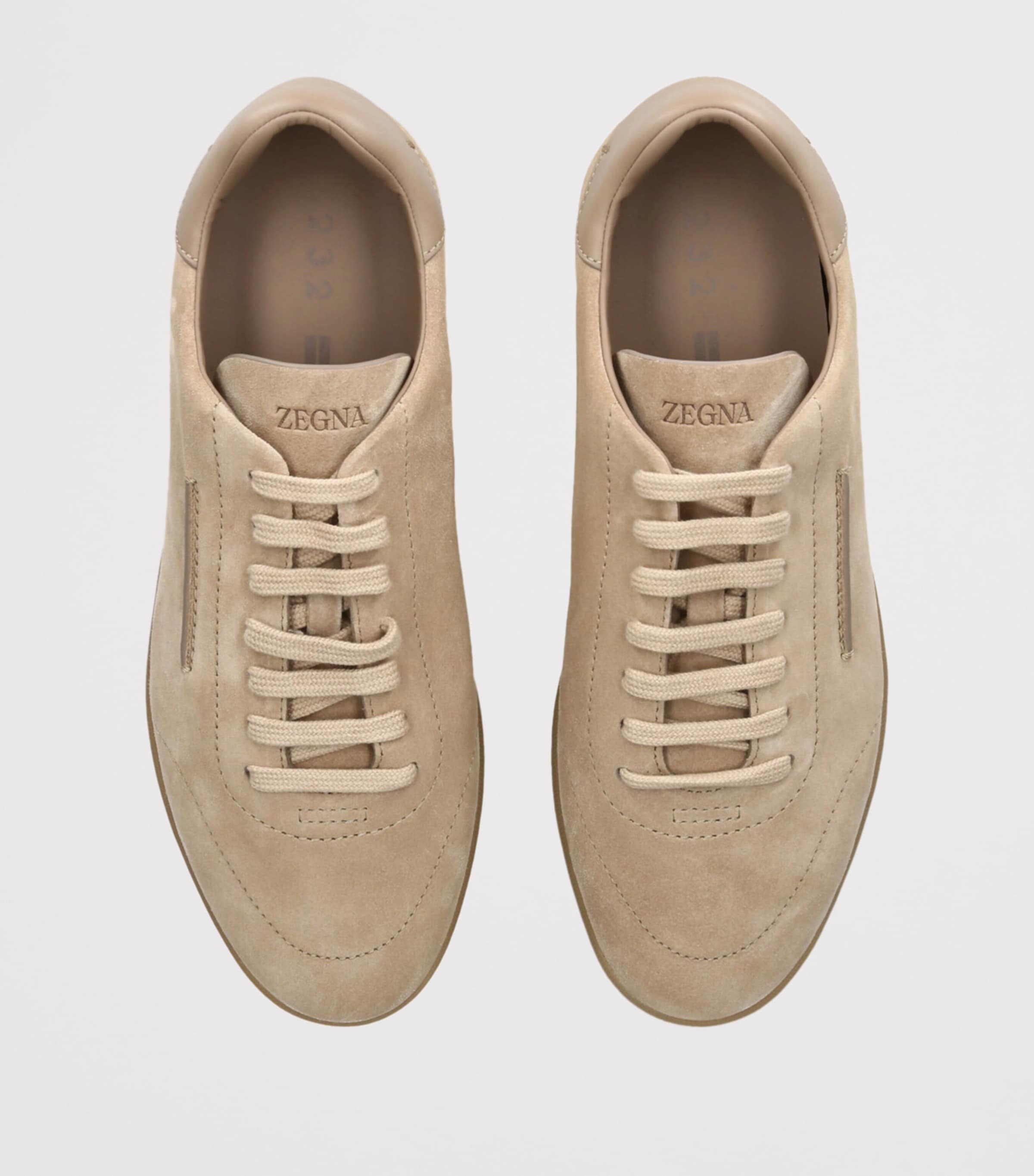 Zegna Mens Suede 232 Sneakers Beige Image 4
