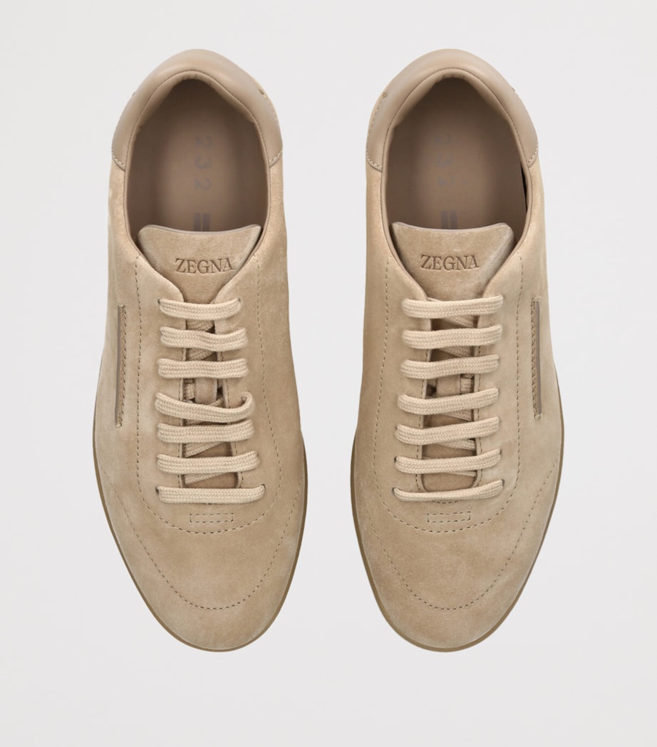 Zegna Mens Suede 232 Sneakers Beige Image 4