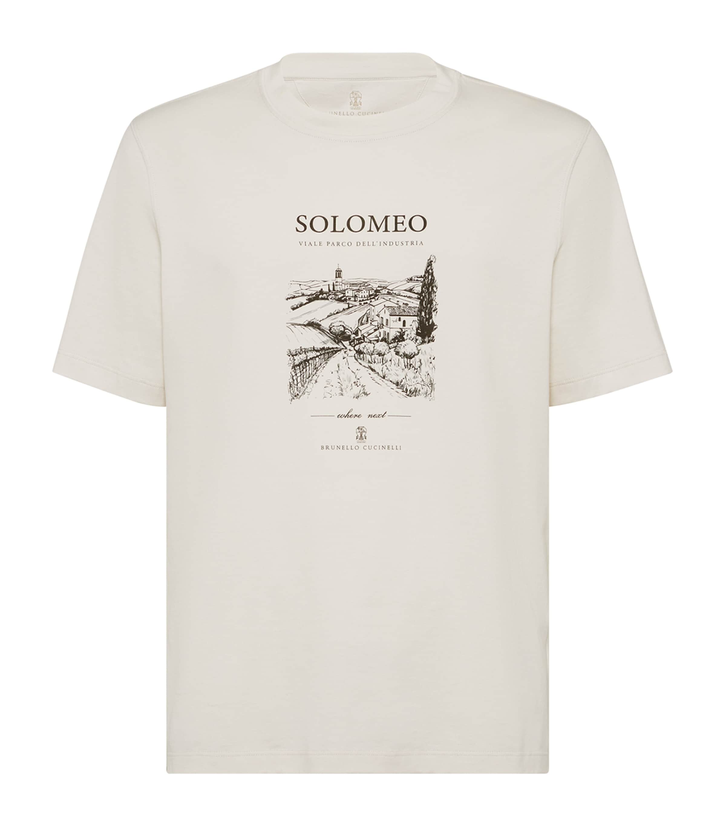 BRUNELLO CUCINELLI コットンジャージー ソロメオ Tシャツ メンズ 向け パナマ プリント Tシャツ | Brunello Cucinelli