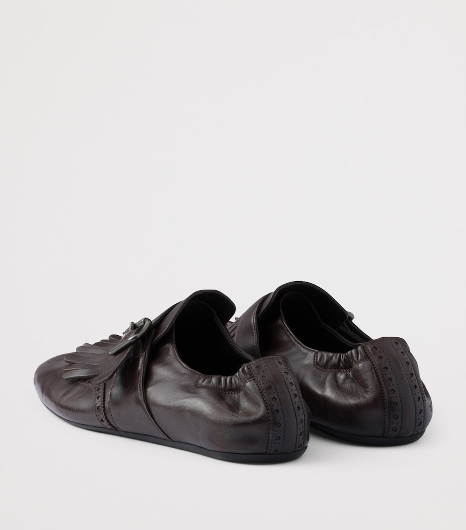 Calf Leather Fringed Monk-Strap Shoes F0003 Image 5