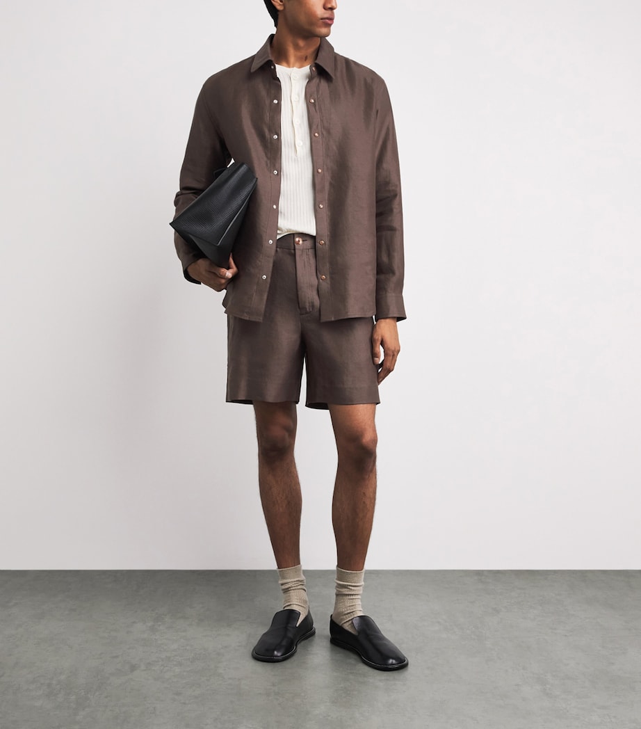 GOD'S TRUE CASHMERE Mens Linen Cocoa Shorts Orange Sunstone Image 2