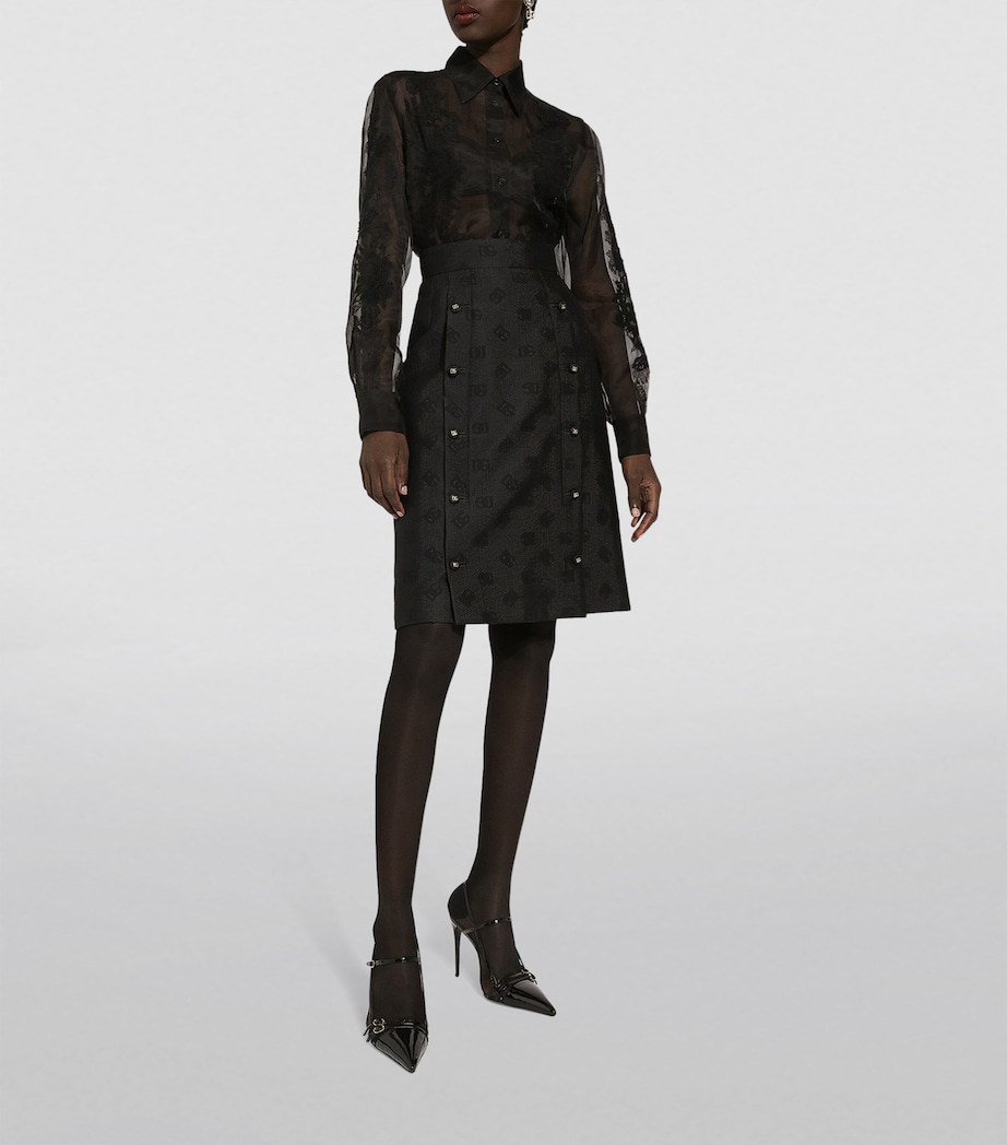 Silk-Blend Lace Shirt N0000-BLACK Image 4