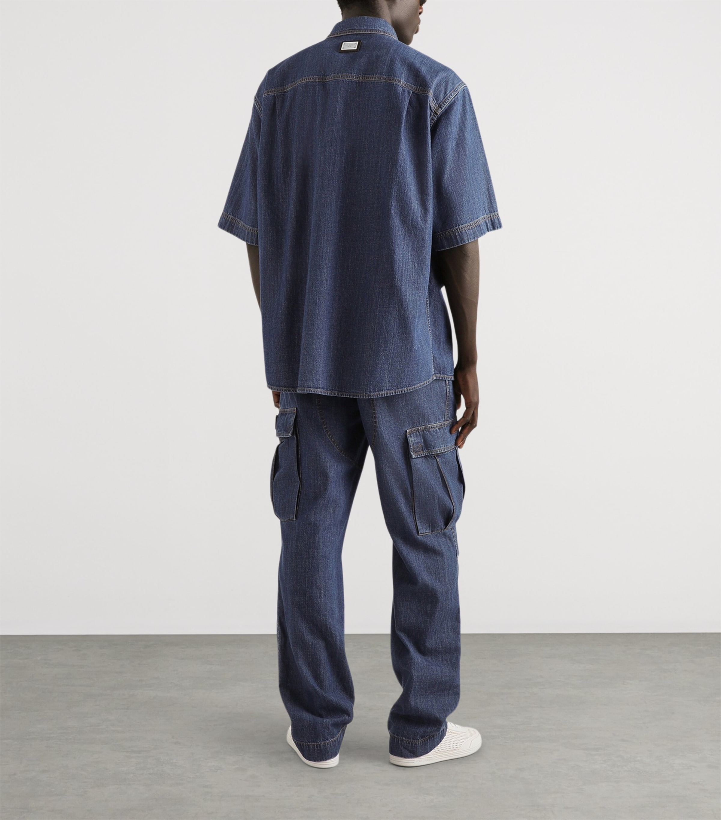 Dolce&Gabbana Mens Denim Oversized Short-Sleeve Shirt Combined Colour Image 3