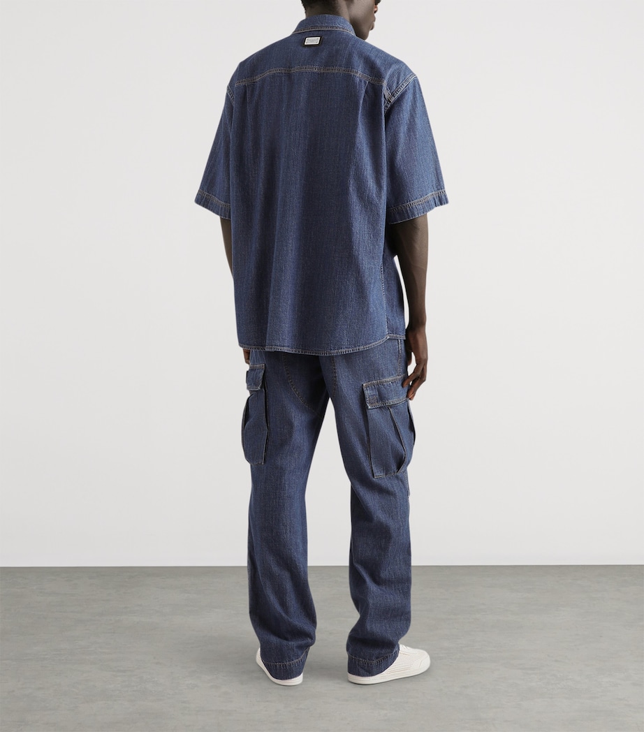 Dolce&Gabbana Mens Denim Oversized Short-Sleeve Shirt Combined Colour Image 3