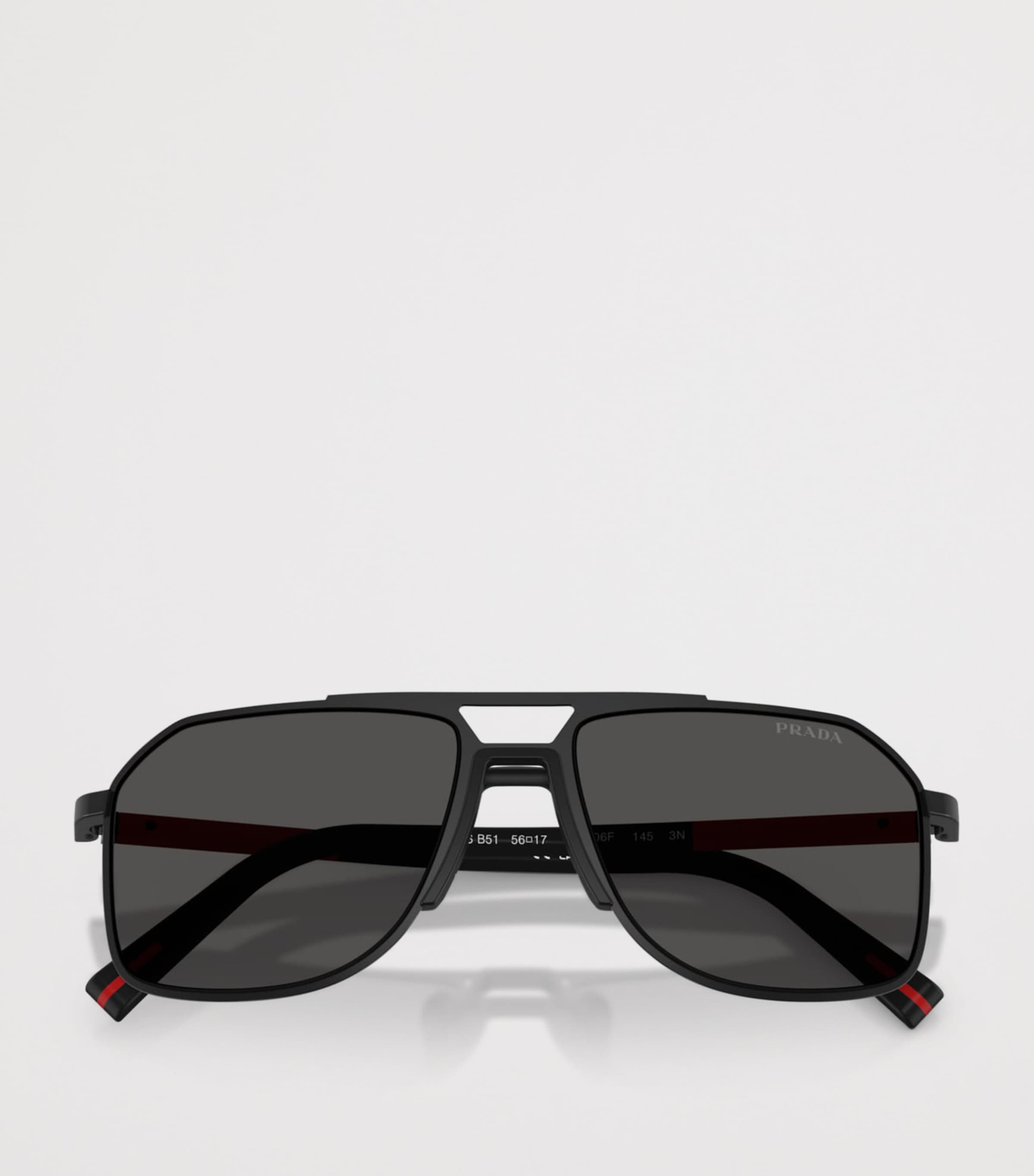 Prada Linea Rossa Metal PR B51S Pilot Sunglasses Black Image 5