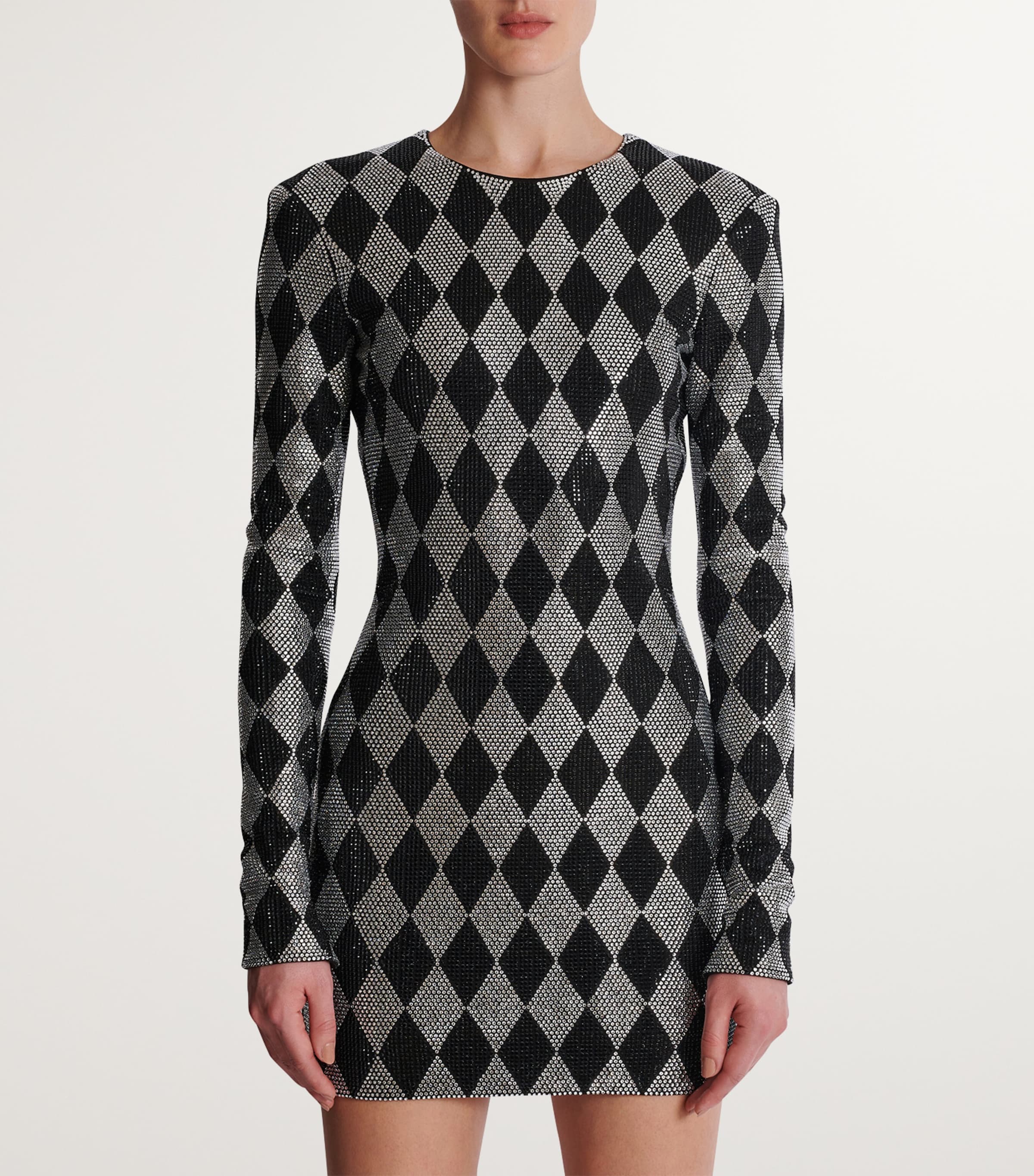 Embellished Diamond Mini Dress EAW NOIR/CRISTAL Image 4