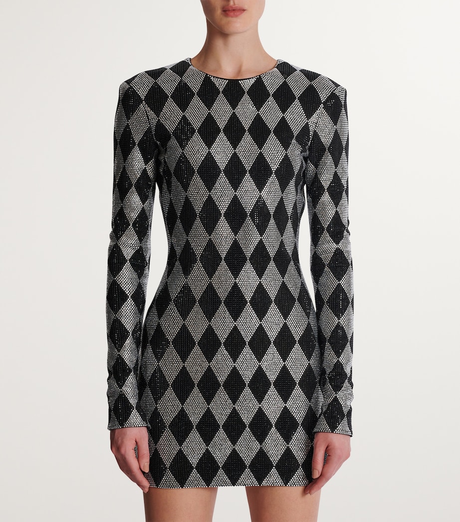 Embellished Diamond Mini Dress EAW NOIR/CRISTAL Image 4