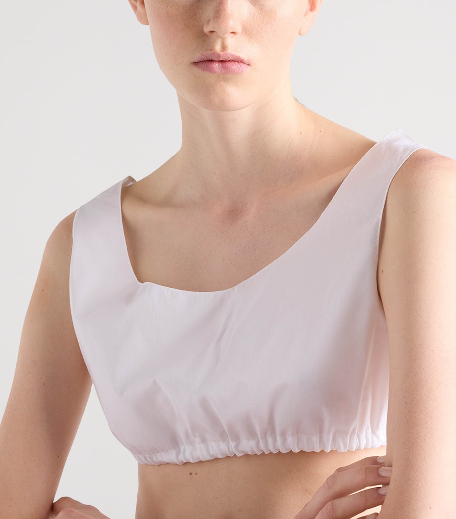 Prada Womens Cotton Poplin Triangle Bra Top White Image 2