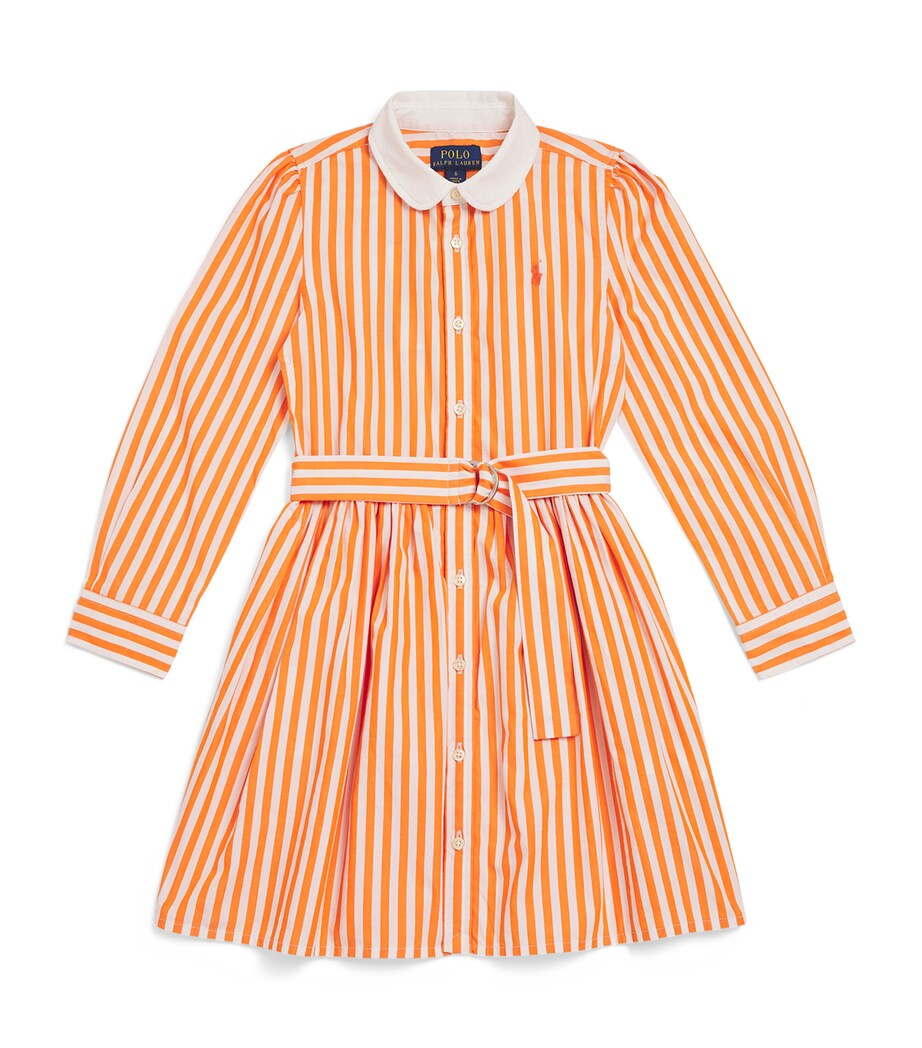 Ralph Lauren Kids Cotton Poplin Shirt Dress (7-16 Years) Orange White Image 1