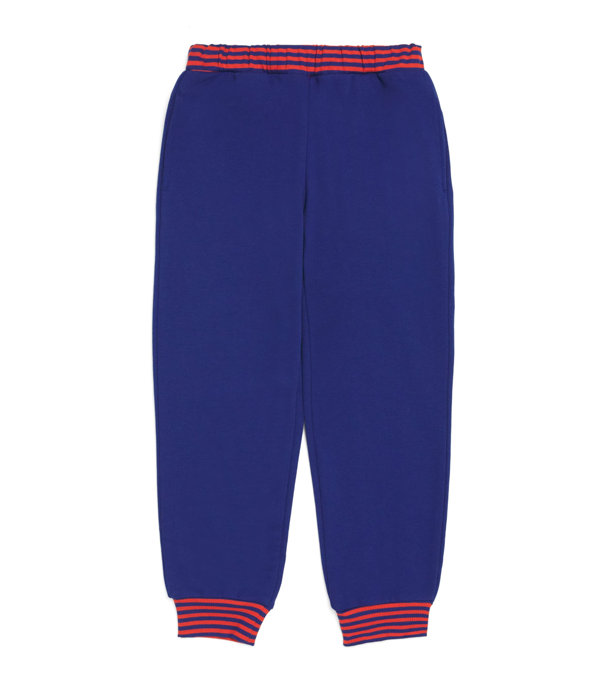 Mini Rodini Organic Cotton Stripe-rib Sweatpants In Blue