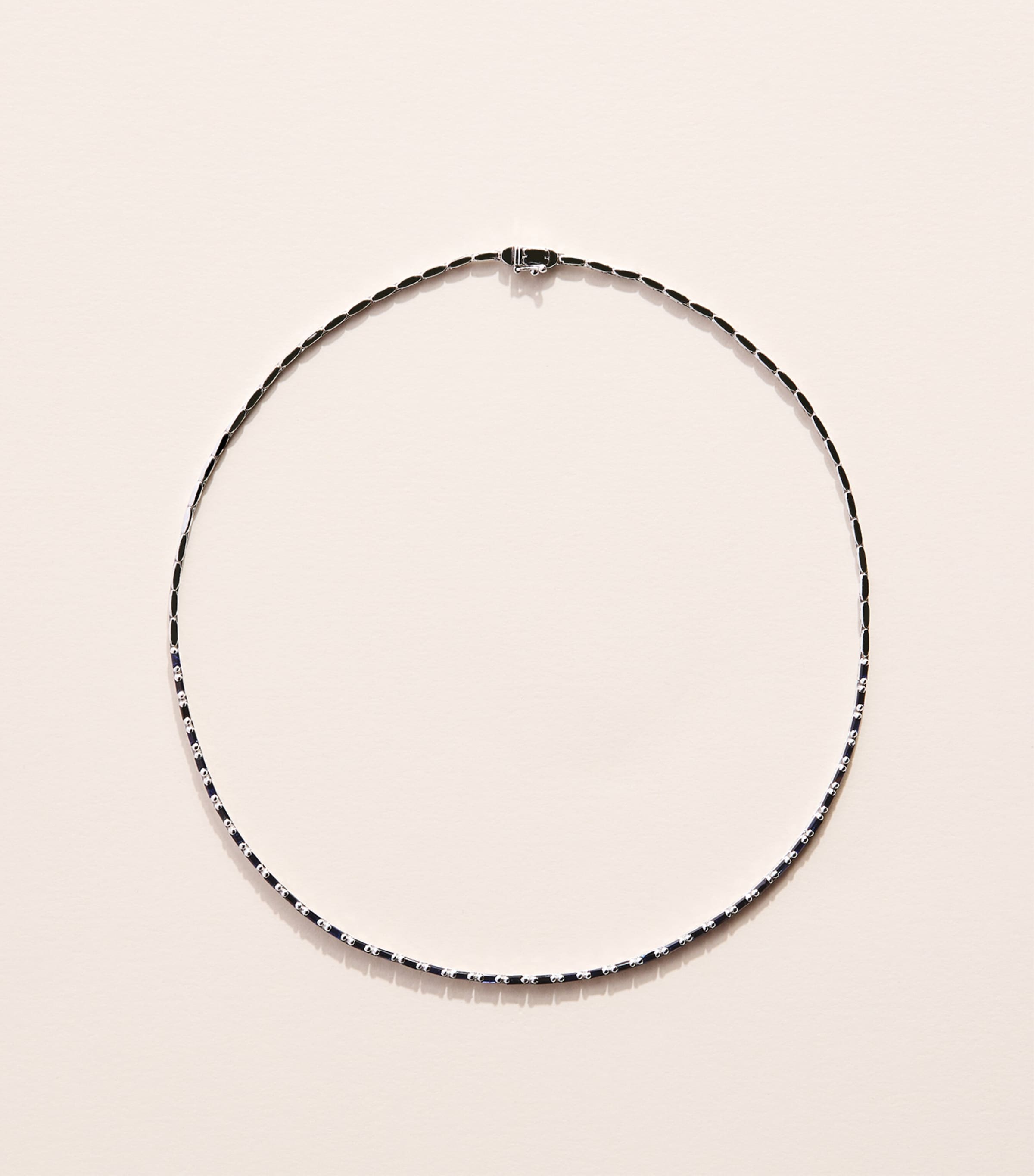 Suzanne Kalan White Gold and Blue Sapphire Bold Linear Tennis Necklace Wg/db Image 1