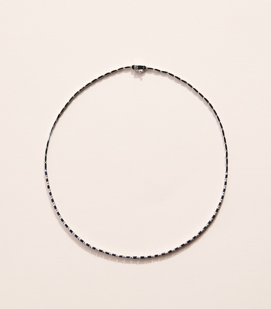 Suzanne Kalan White Gold and Blue Sapphire Bold Linear Tennis Necklace Wg/db Image 1