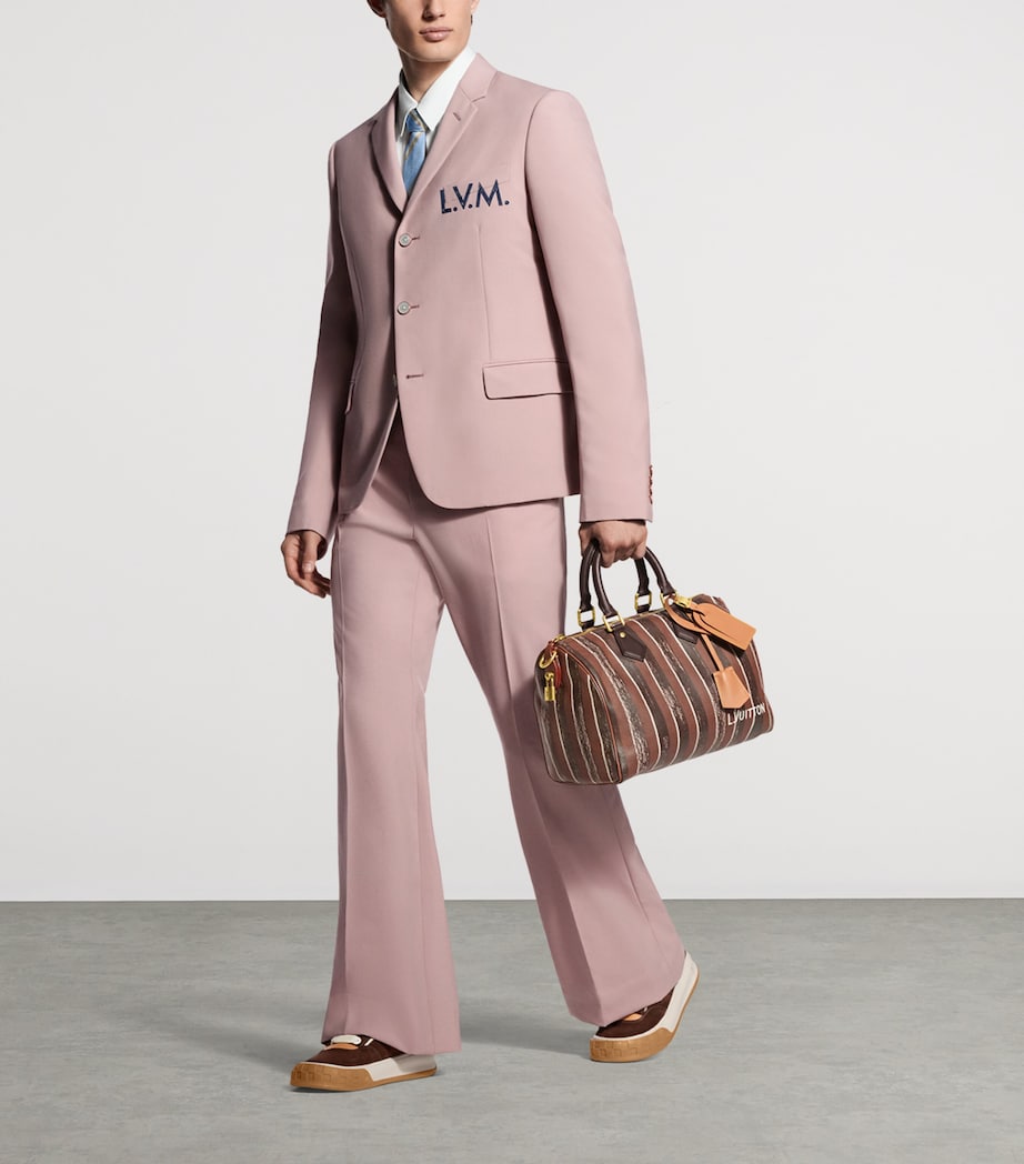 LOUIS VUITTON Mens Wool Bootleg Flared Trousers Dusty Pink Image 2