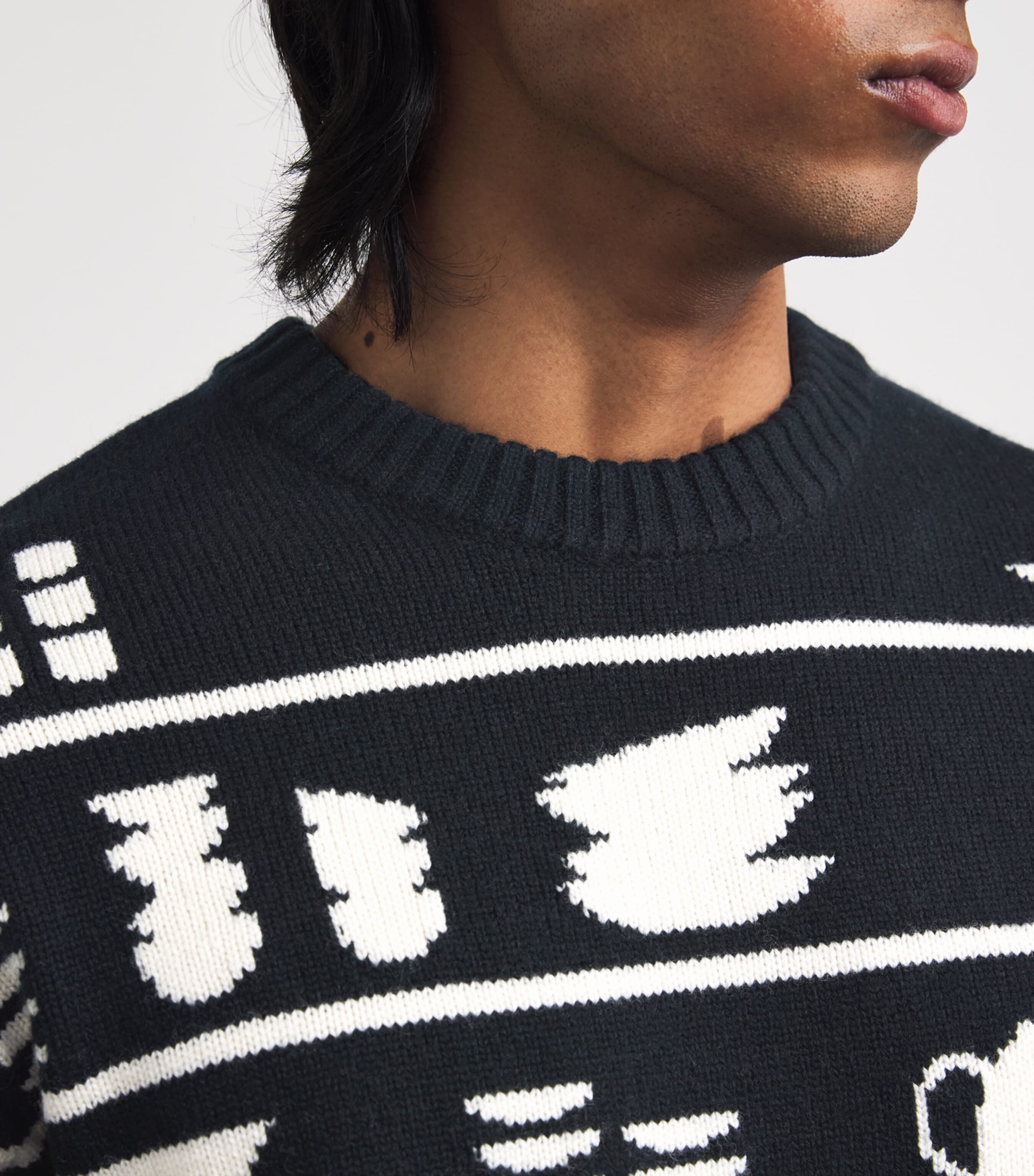 JW Anderson Mens Wool Crockery Jacquard Sweater Black/white Image 6