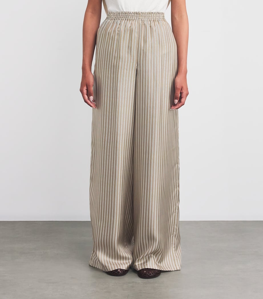 Silk Stripe Wide-Leg Trousers HAZELNUT BROWN Image 3