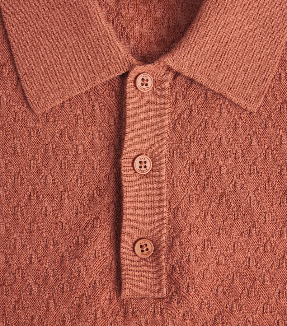 Wax London Mens Cotton-Cashmere Naples Polo Shirt Rust Image 6