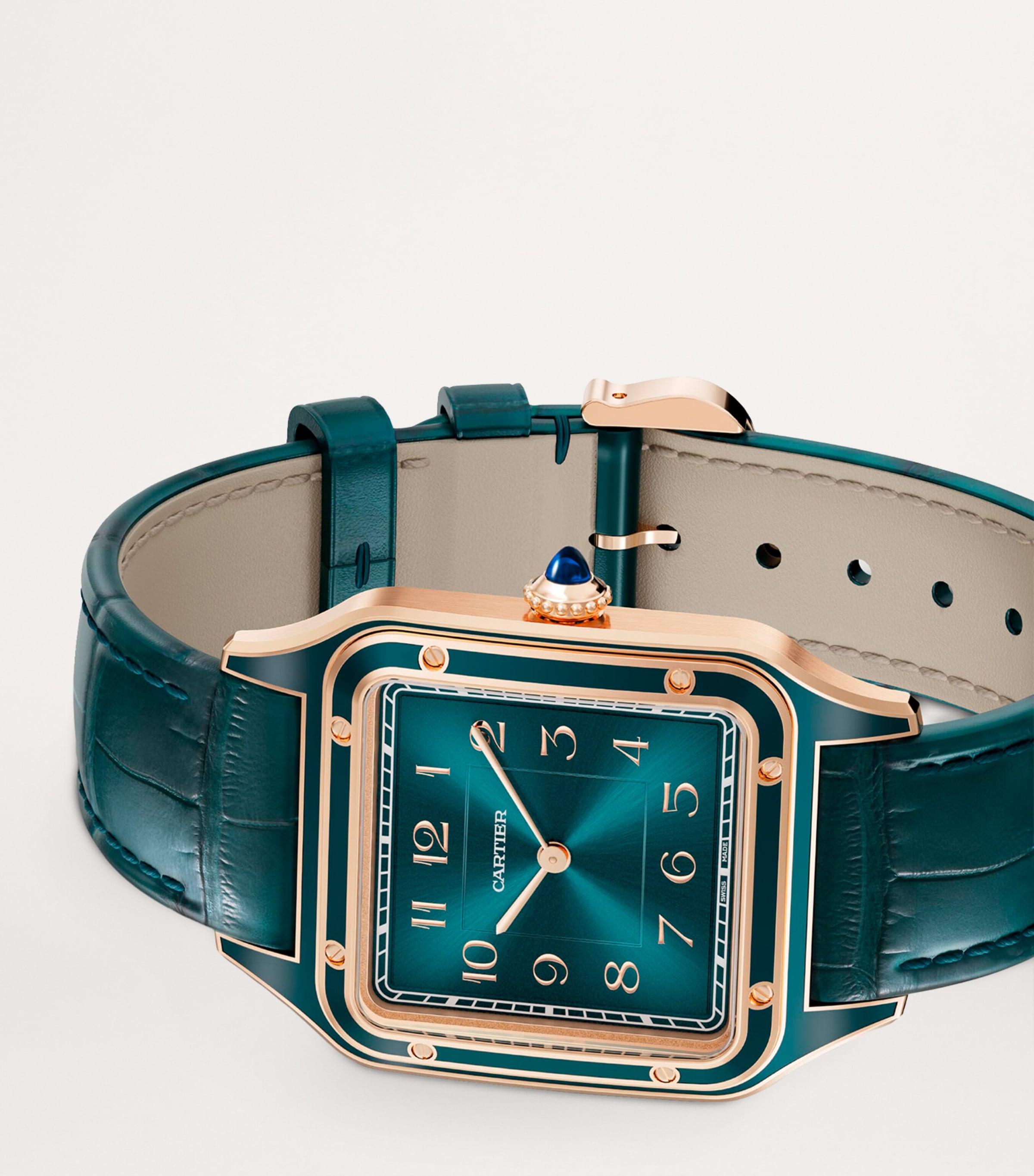 Large Rose Gold and Sapphire Santos-Dumont Watch 43.5mm ROSE GOLD Image 4